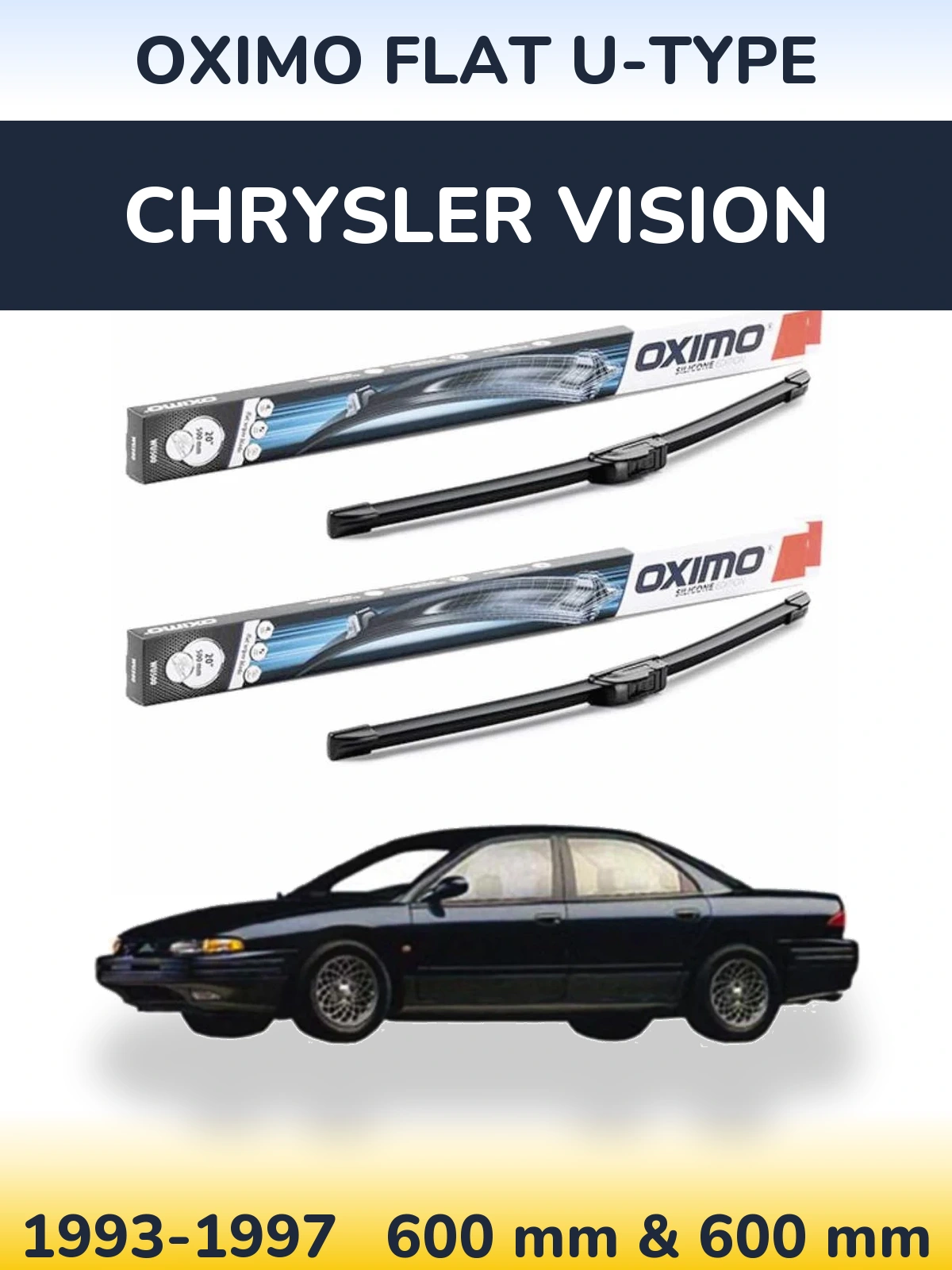 Sada předních stěračů Oximo Flat U-type 600 a 600 mm pro Chrysler Vision 1993-1997