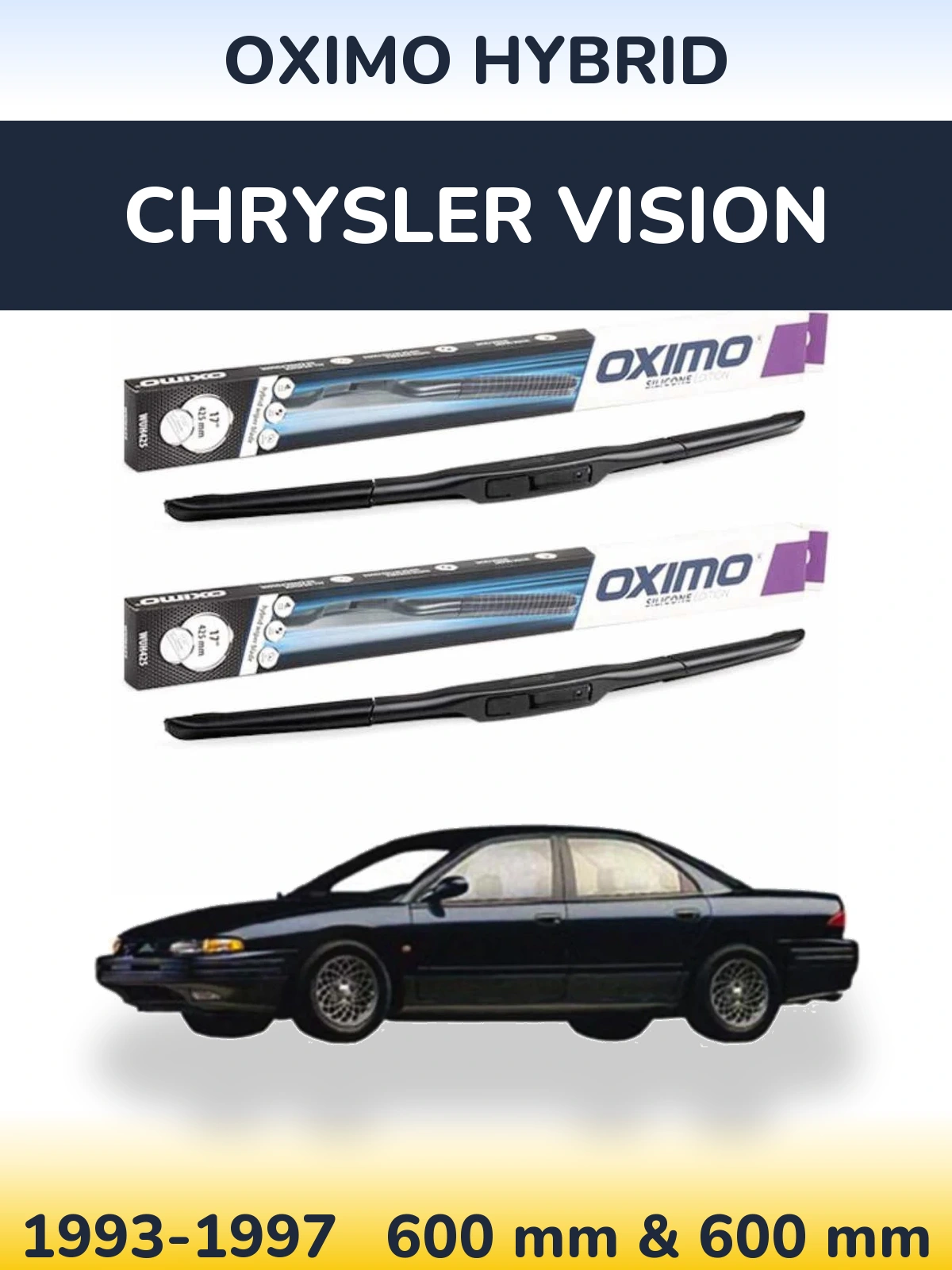 Sada předních stěračů Oximo Hybrid 600 a 600 mm pro Chrysler Vision 1993-1997