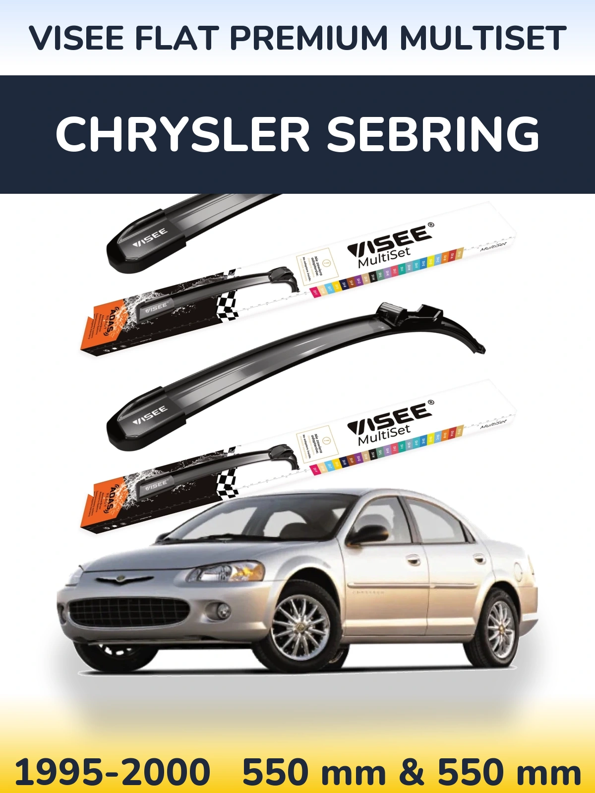 Sada předních stěračů VISEE FLAT PREMIUM MultiSet 550 a 550 mm pro Chrysler Sebring 1995-2000