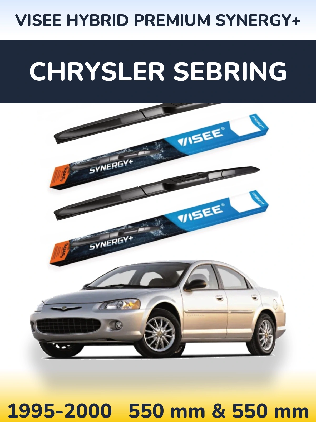 Sada předních stěračů VISEE HYBRID PREMIUM SYNERGY+ 550 a 550 mm pro Chrysler Sebring 1995-2000