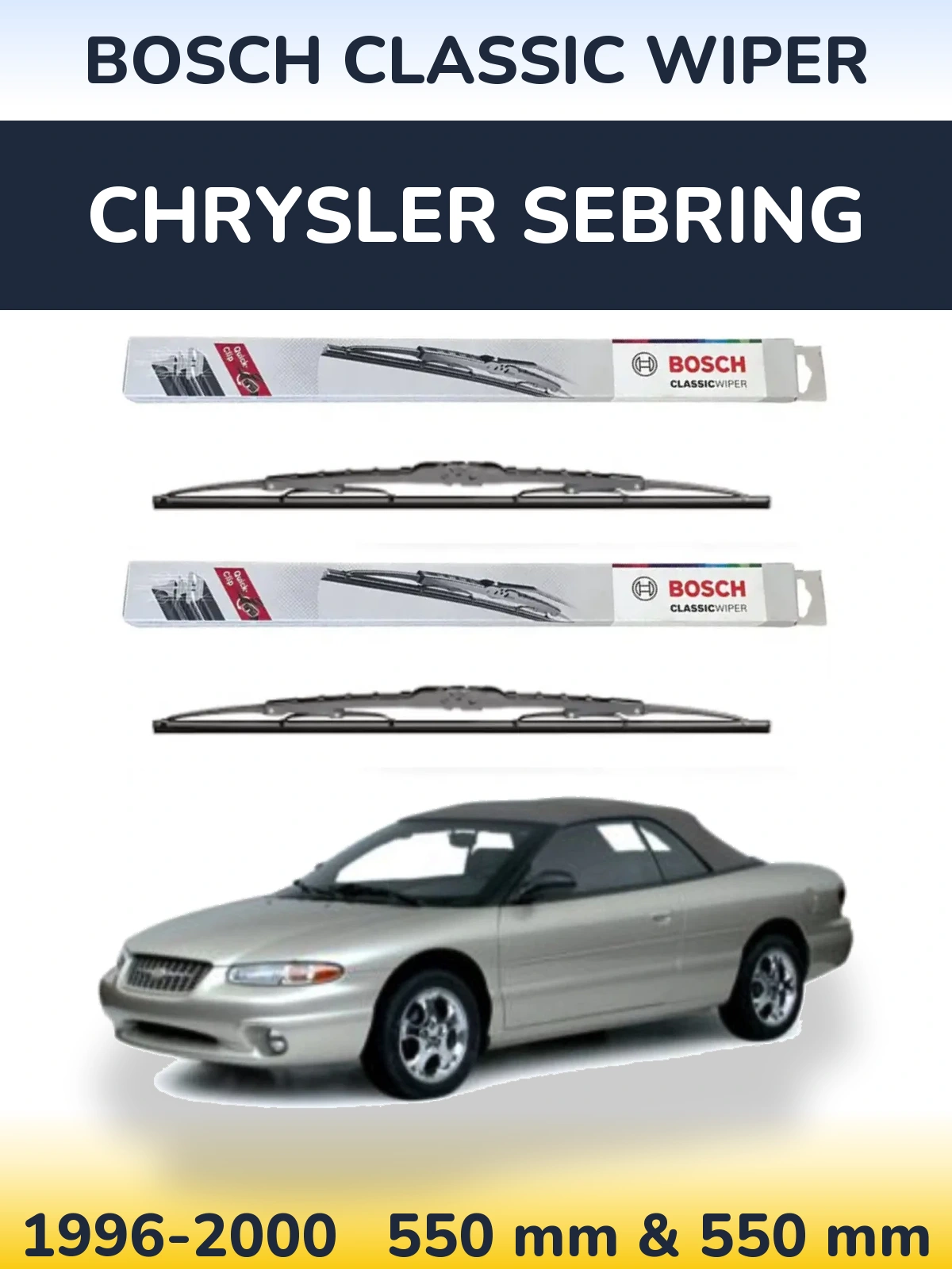 Sada předních stěračů BOSCH Classic Wiper 550 a 550 mm pro Chrysler Sebring 1996-2000
