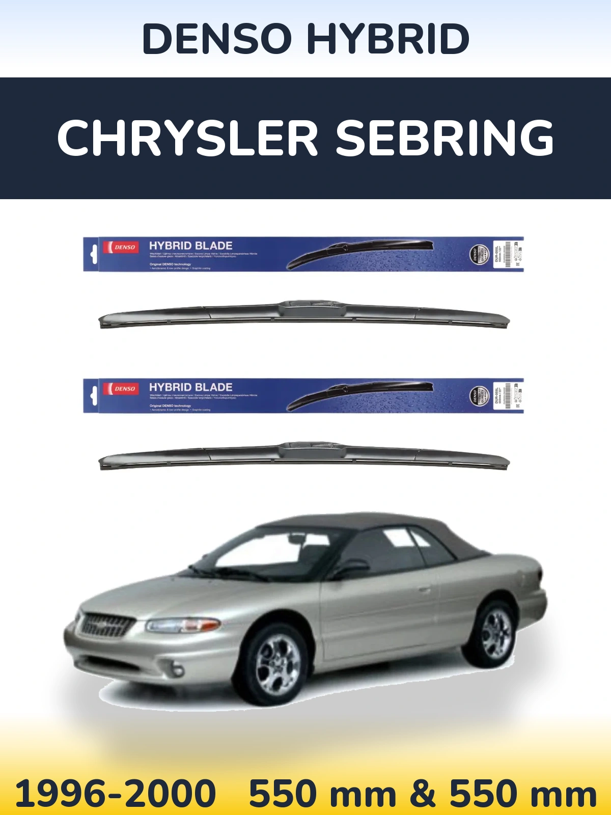Sada předních stěračů Denso Hybrid 550 a 550 mm pro Chrysler Sebring 1996-2000
