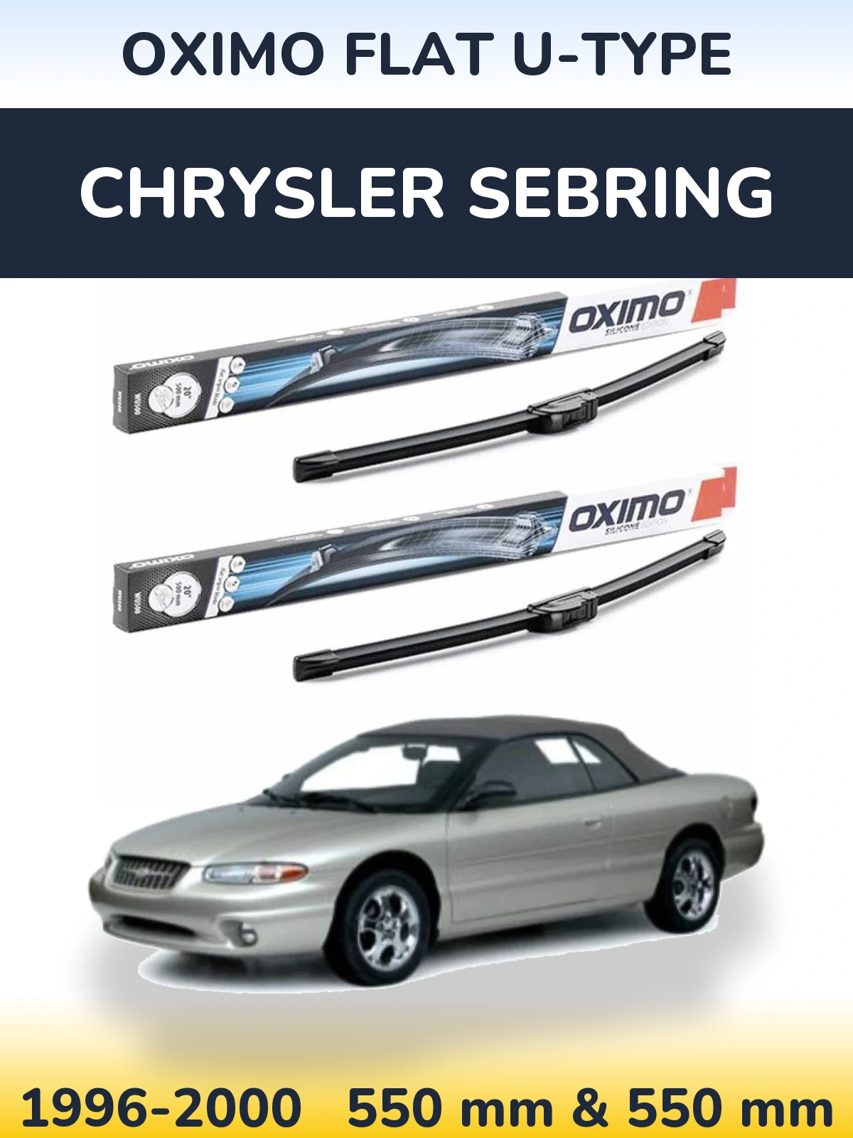 Sada předních stěračů Oximo Flat U-type 550 a 550 mm pro Chrysler Sebring 1996-2000