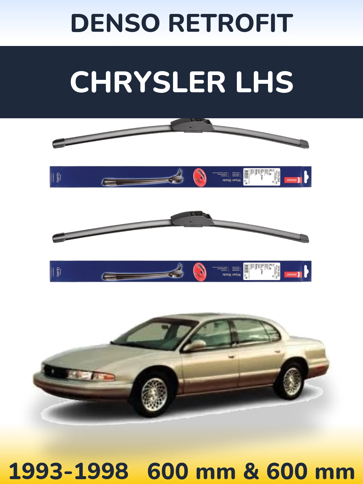 Sada předních stěračů Denso Retrofit 600 a 600 mm pro Chrysler LHS 1993-1998