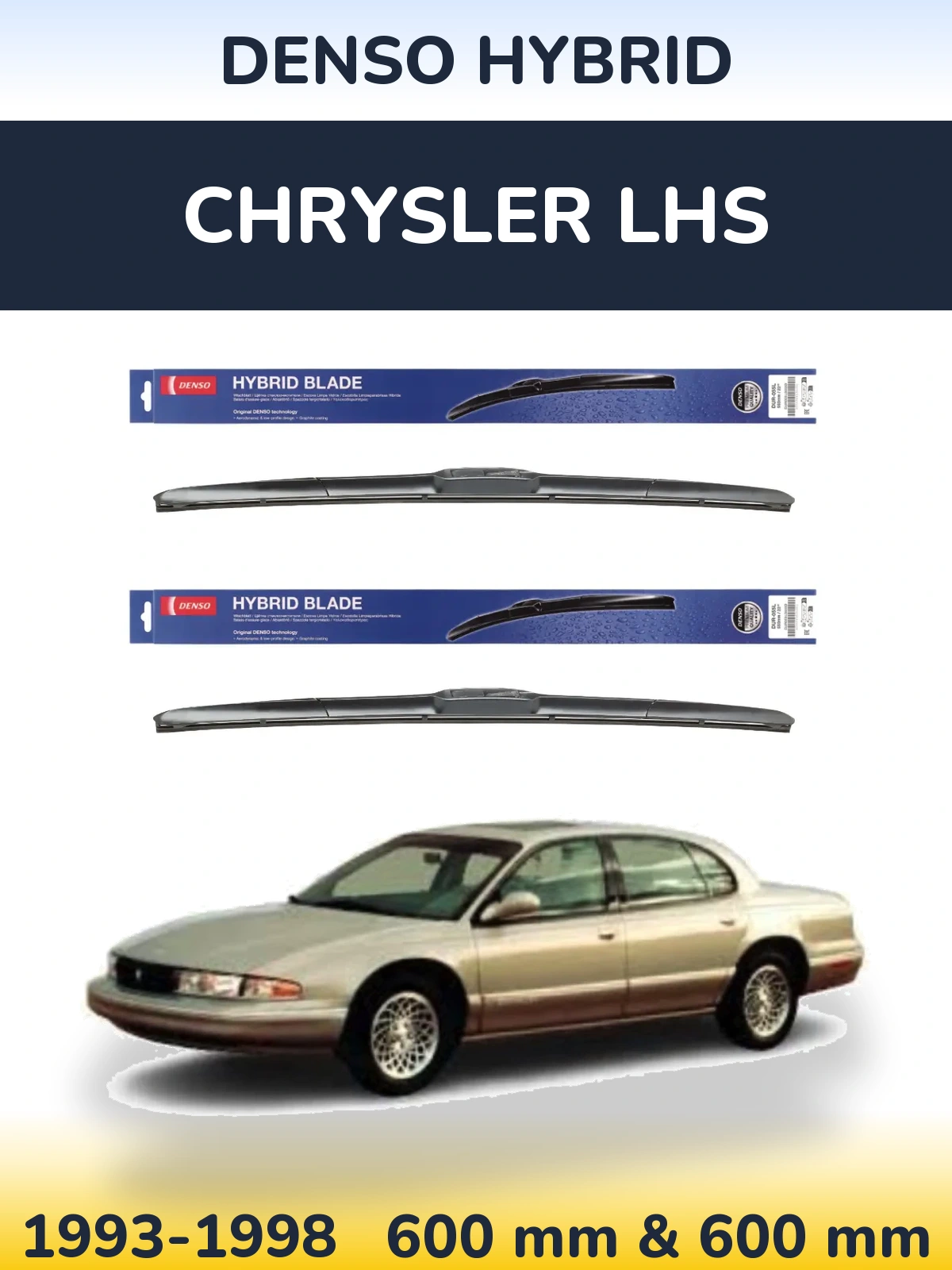 Sada předních stěračů Denso Hybrid 600 a 600 mm pro Chrysler LHS 1993-1998