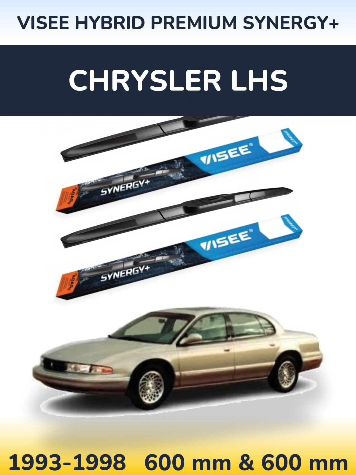 Sada předních stěračů VISEE HYBRID PREMIUM SYNERGY+ 600 a 600 mm pro Chrysler LHS 1993-1998