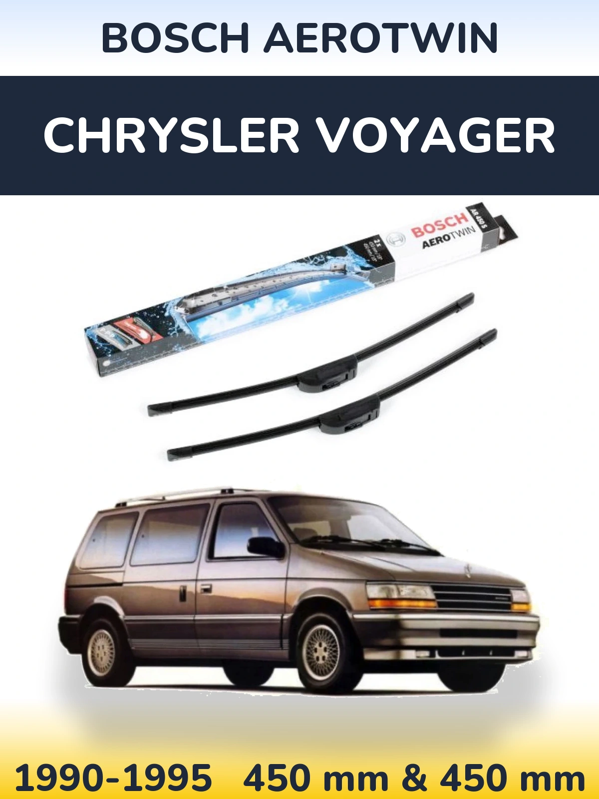 Sada předních stěračů BOSCH AeroTwin 450 a 450 mm pro Chrysler Voyager 1990-1995