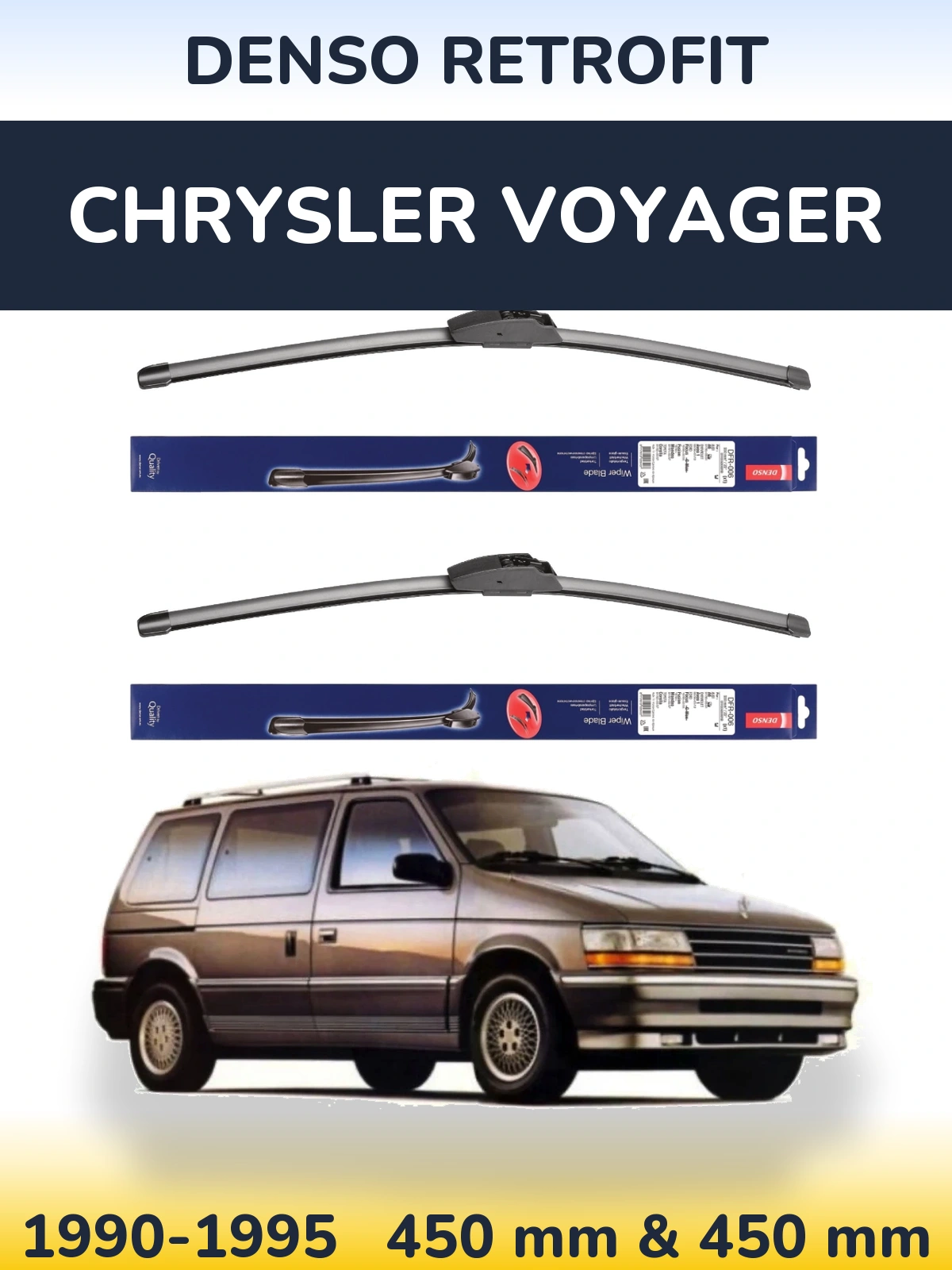 Комплект передніх щіток Denso Retrofit 450 & 450 мм для Chrysler Voyager 1990-1995
