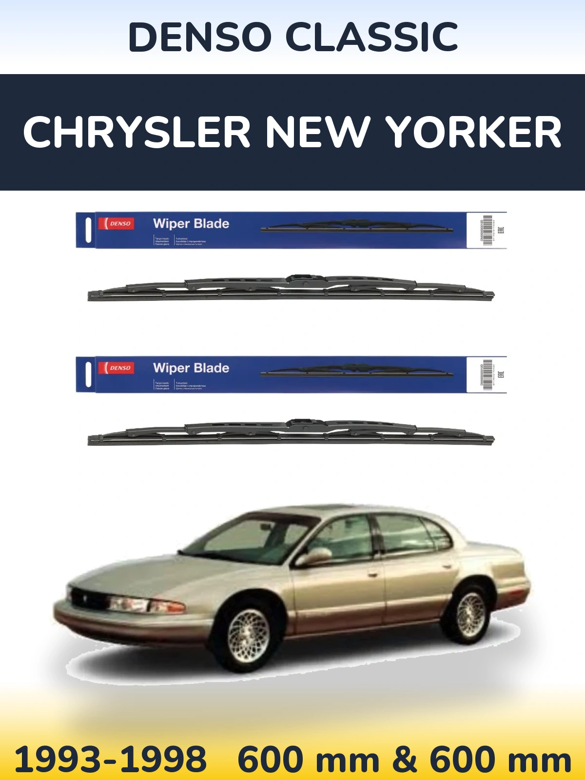 Sada předních stěračů Denso Classic 600 a 600 mm pro Chrysler New Yorker 1993-1998