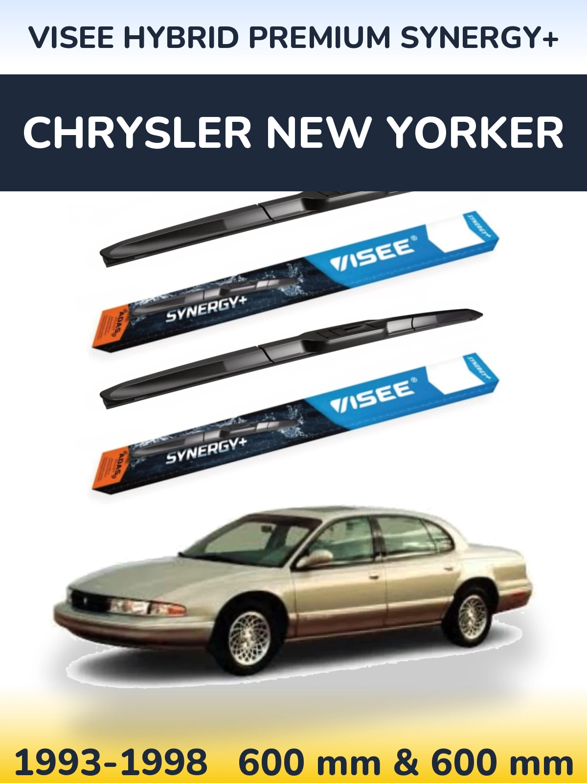 Sada předních stěračů VISEE HYBRID PREMIUM SYNERGY+ 600 a 600 mm pro Chrysler New Yorker 1993-1998