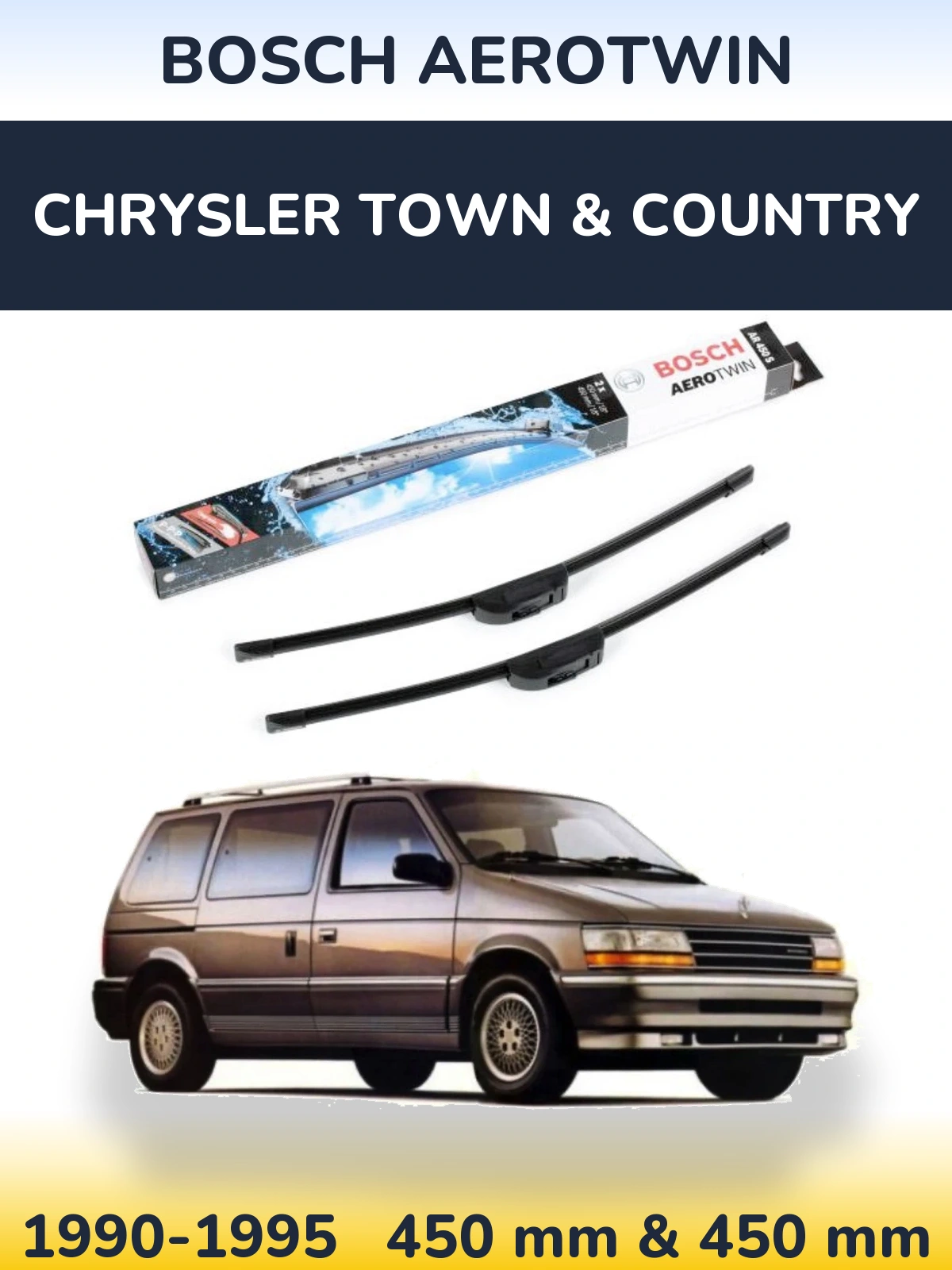 Комплект передніх щіток BOSCH AeroTwin 450 & 450 мм для Chrysler Town & Country 1990-1995