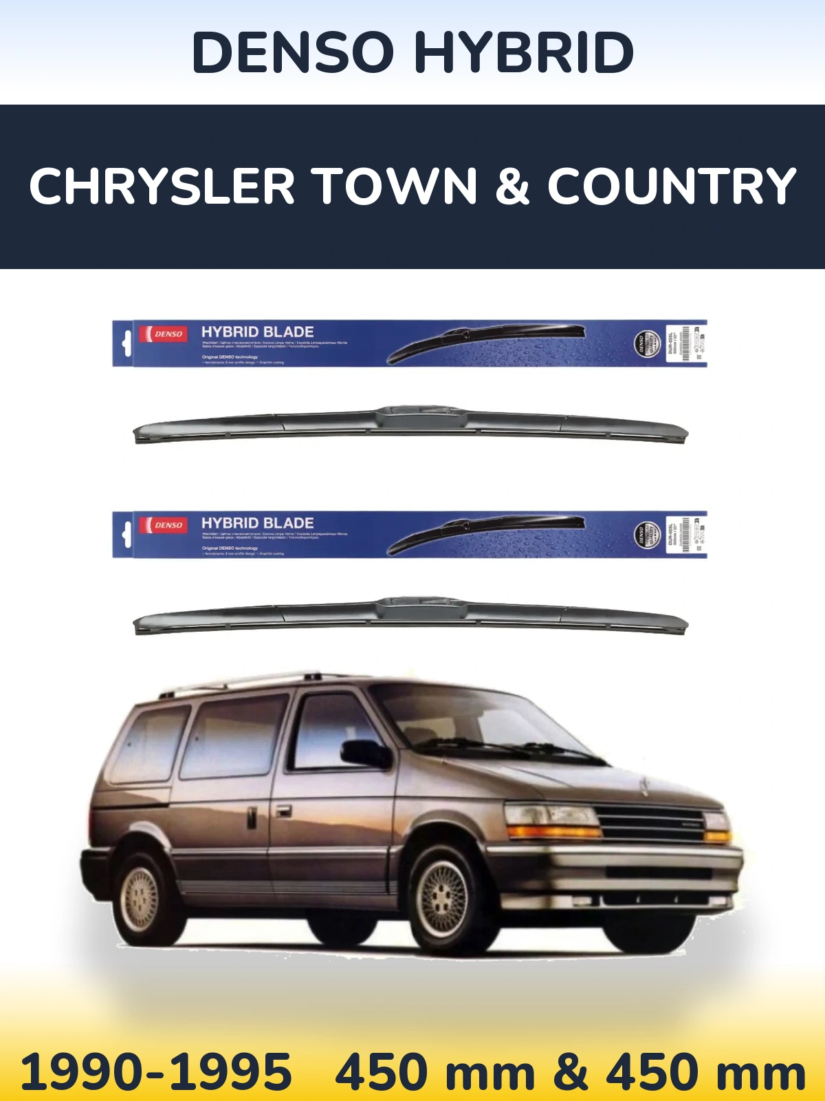 Комплект передніх щіток Denso Hybrid 450 & 450 мм для Chrysler Town & Country 1990-1995