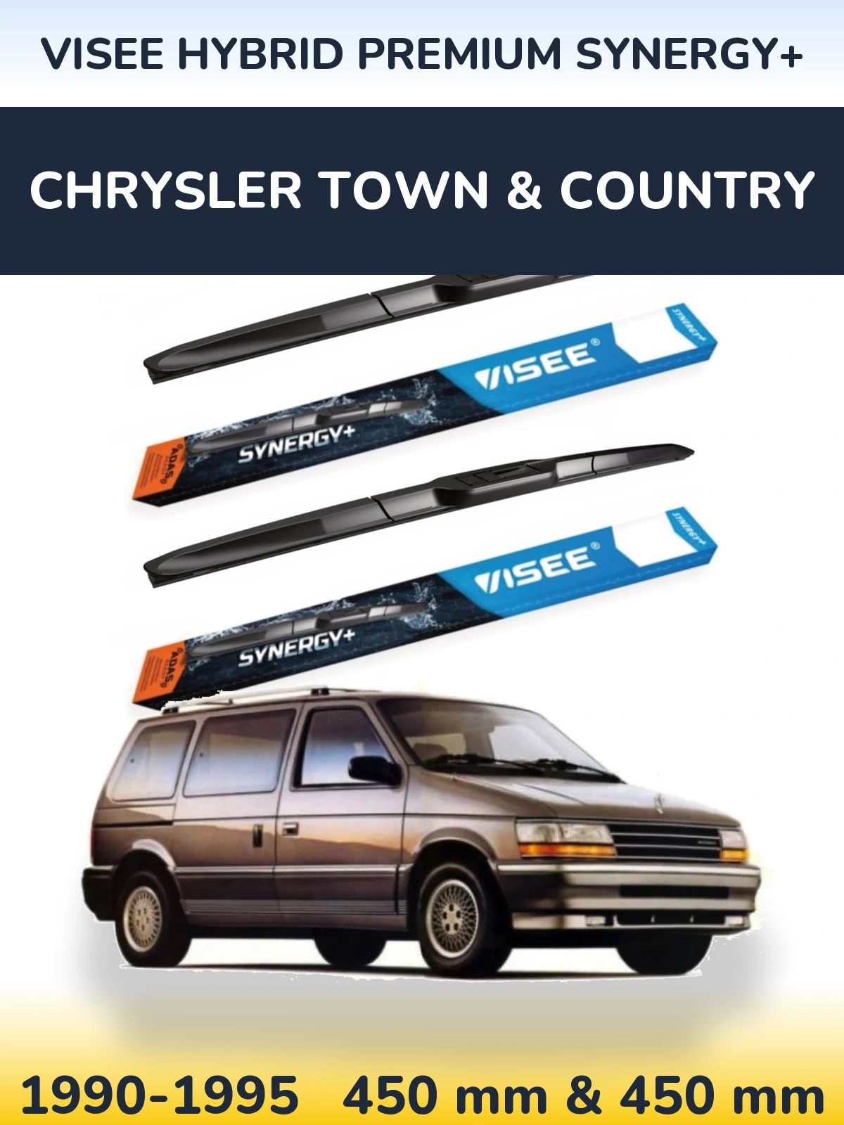 Sada předních stěračů VISEE HYBRID PREMIUM SYNERGY+ 450 a 450 mm pro Chrysler Town & Country 1990-1995