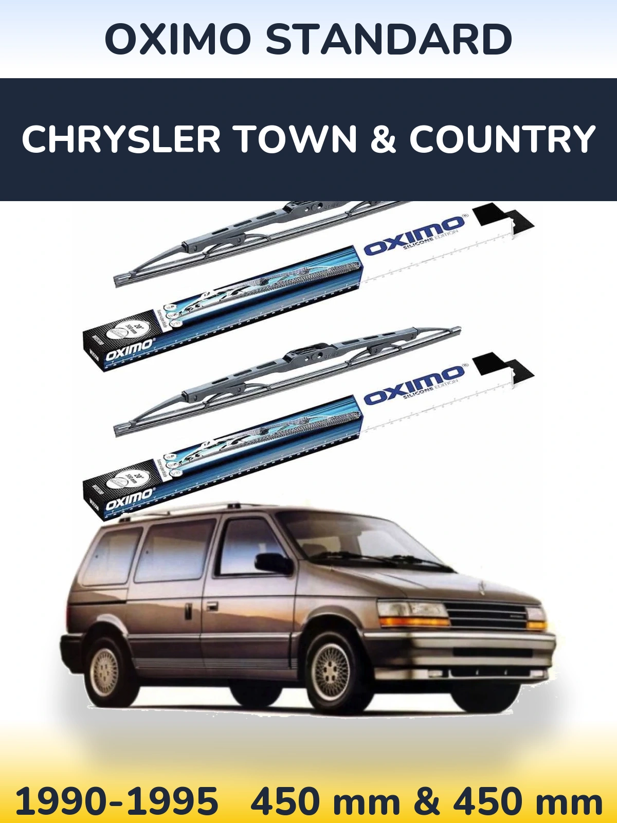 Комплект передніх щіток Oximo Standard 450 & 450 мм для Chrysler Town & Country 1990-1995