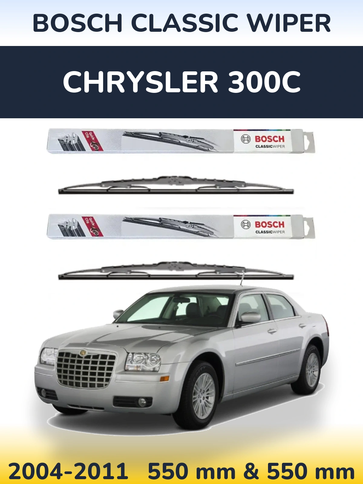 Sada předních stěračů BOSCH Classic Wiper 550 a 550 mm pro Chrysler 300C 2004-2011