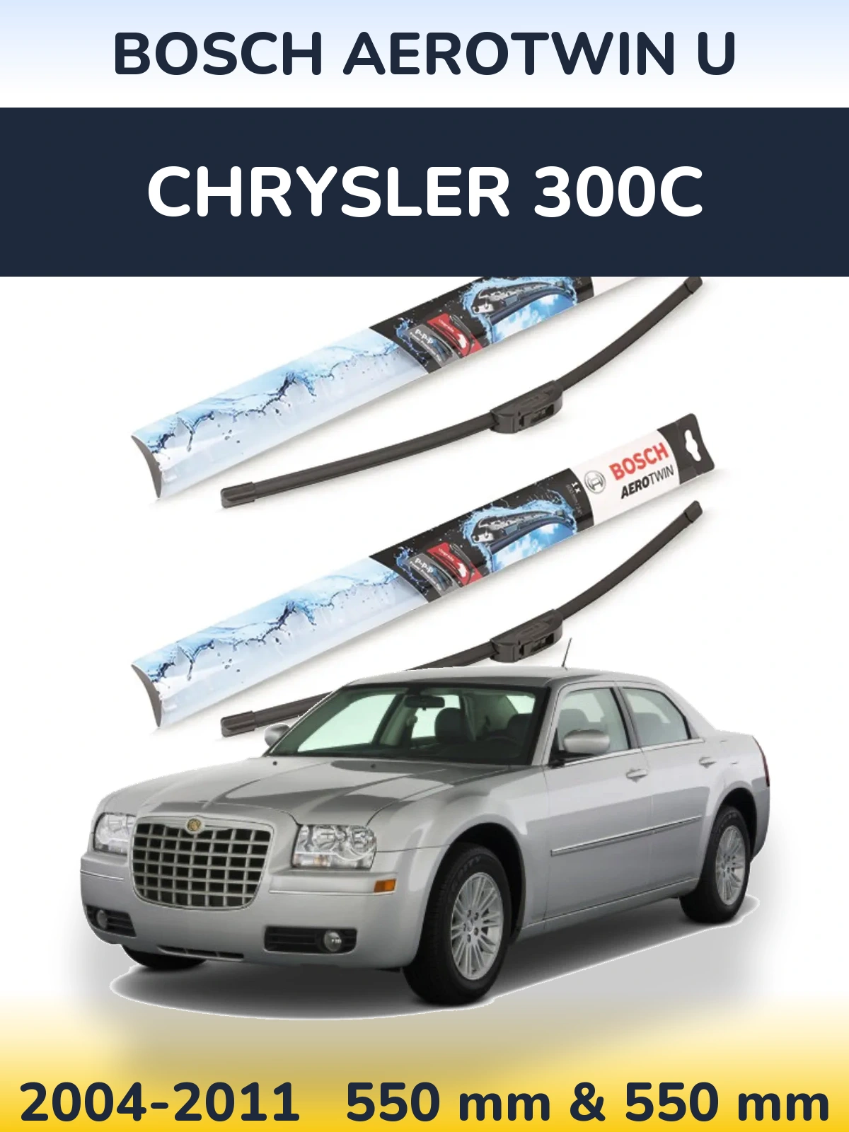 Sada předních stěračů BOSCH AeroTwin U 550 a 550 mm pro Chrysler 300C 2004-2011