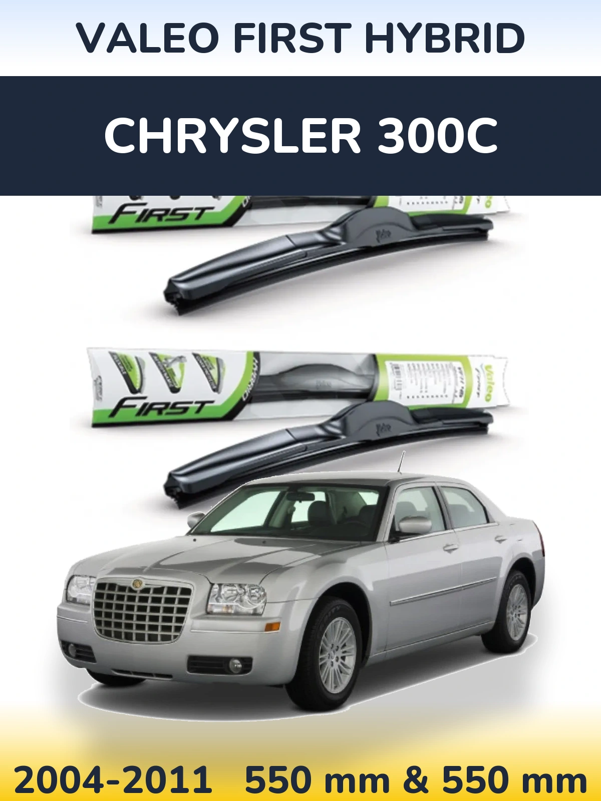 Sada předních stěračů Valeo First Hybrid 550 a 550 mm pro Chrysler 300C 2004-2011