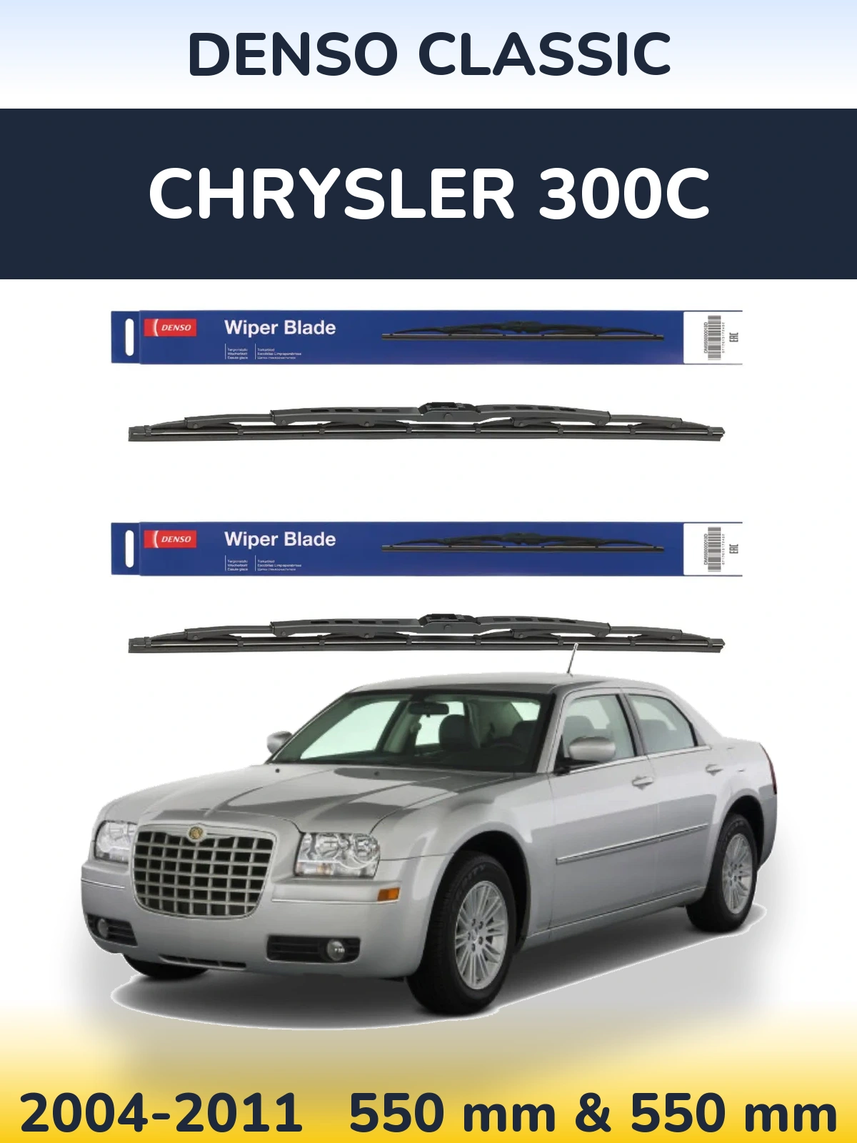 Front wiper blade set Denso Classic 550 & 550 mm for Chrysler 300C 2004-2011