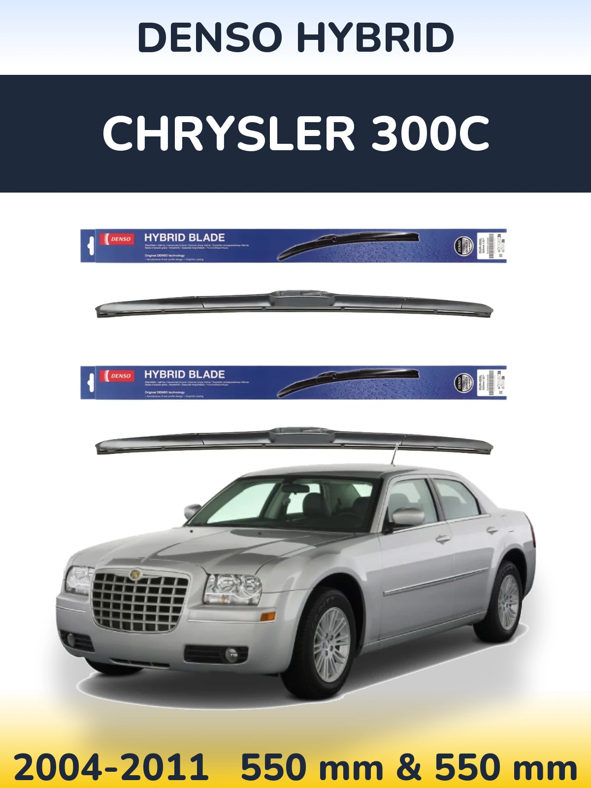 Sada předních stěračů Denso Hybrid 550 a 550 mm pro Chrysler 300C 2004-2011