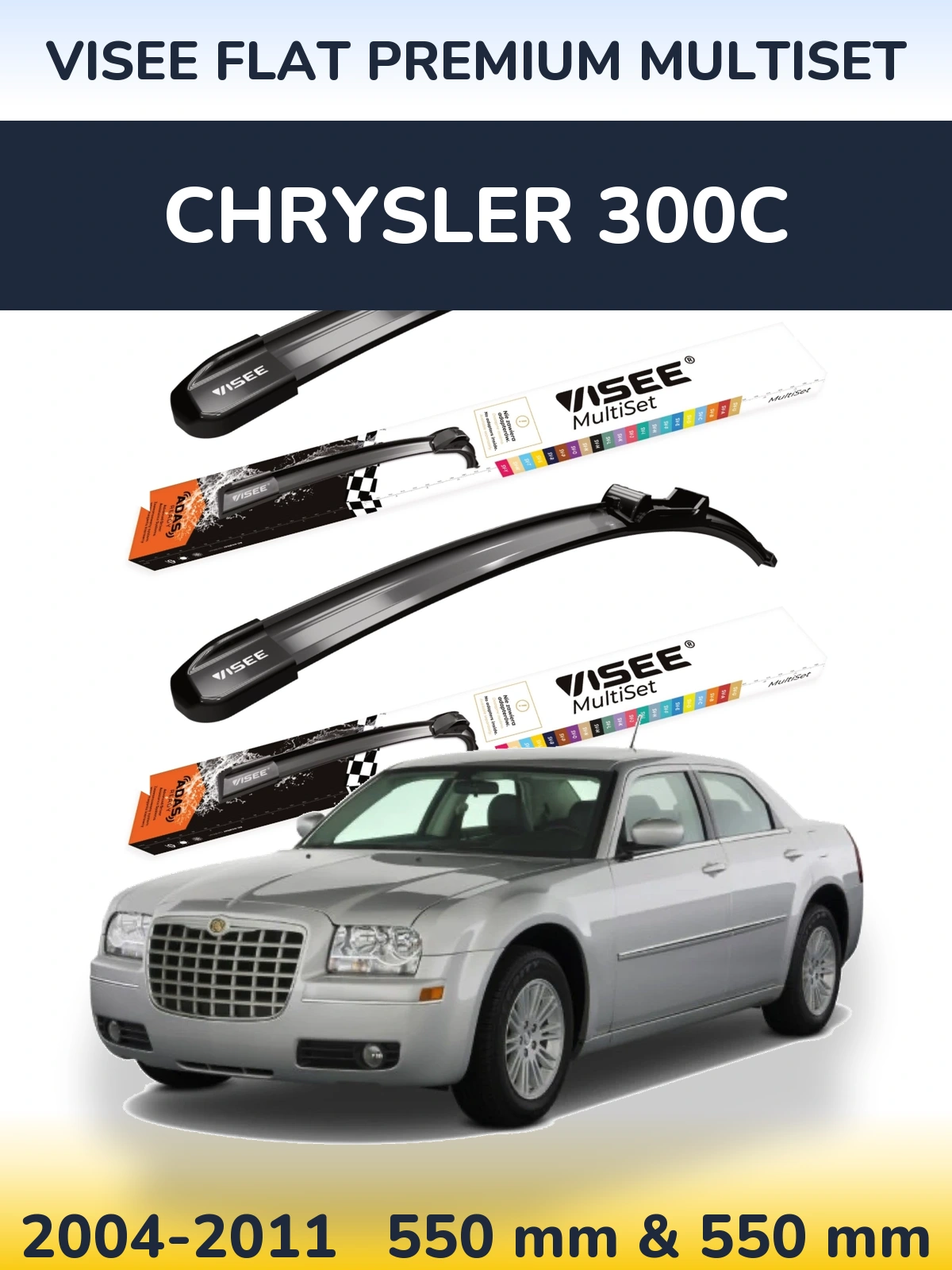 Sada předních stěračů VISEE FLAT PREMIUM MultiSet 550 a 550 mm pro Chrysler 300C 2004-2011