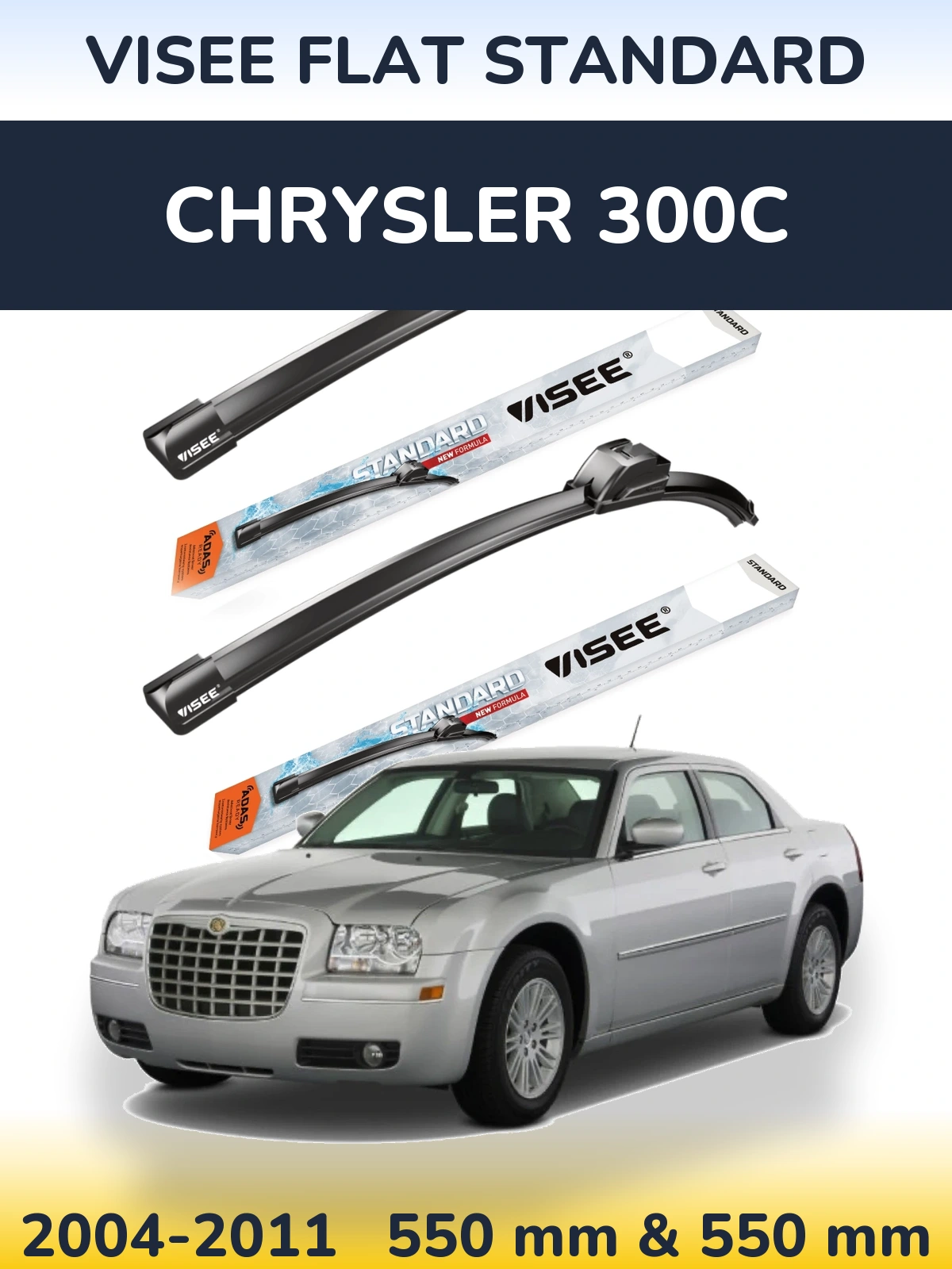 Sada předních stěračů VISEE FLAT STANDARD 550 a 550 mm pro Chrysler 300C 2004-2011