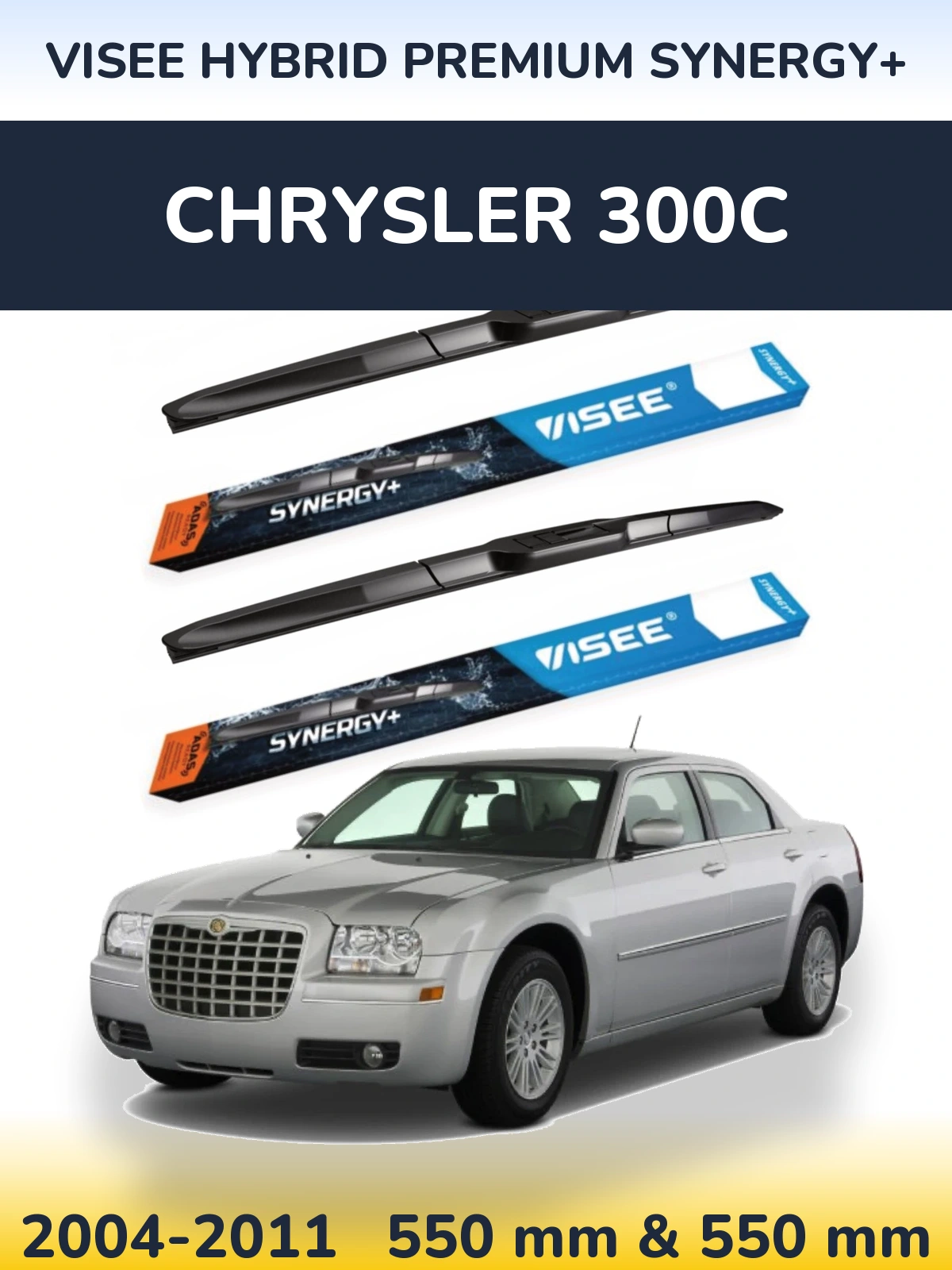 Sada předních stěračů VISEE HYBRID PREMIUM SYNERGY+ 550 a 550 mm pro Chrysler 300C 2004-2011
