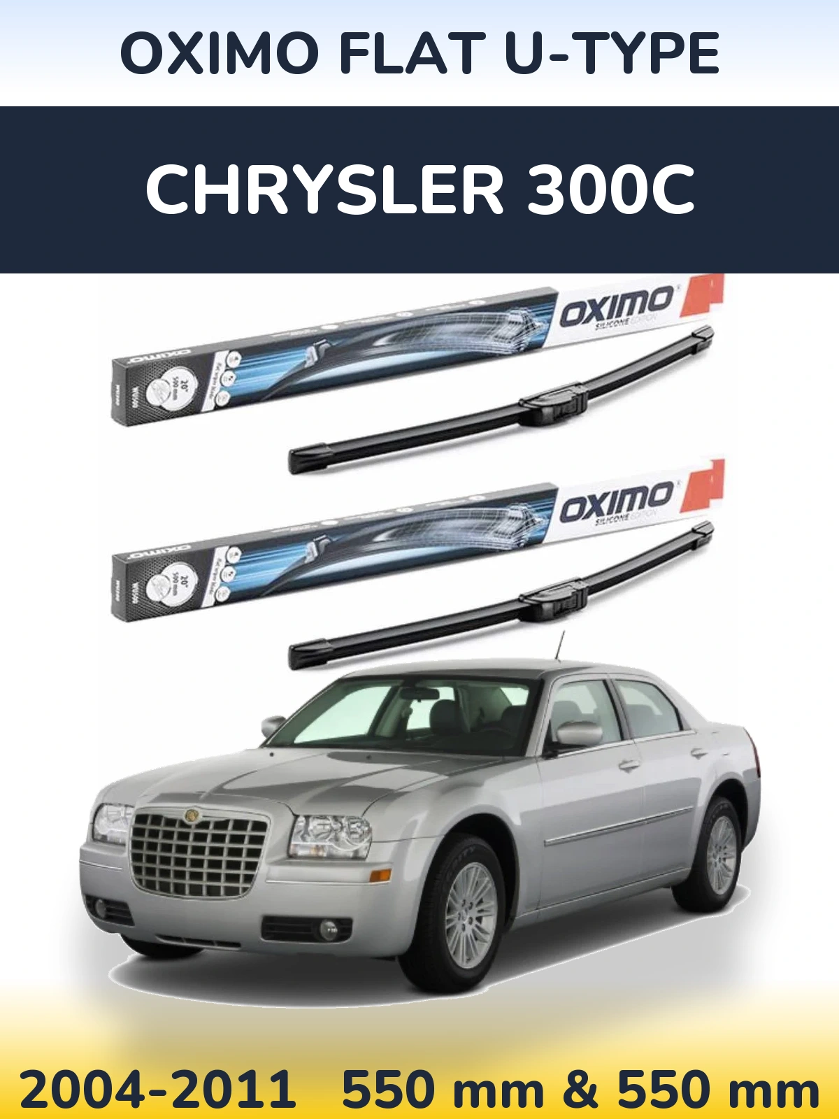 Sada předních stěračů Oximo Flat U-type 550 a 550 mm pro Chrysler 300C 2004-2011