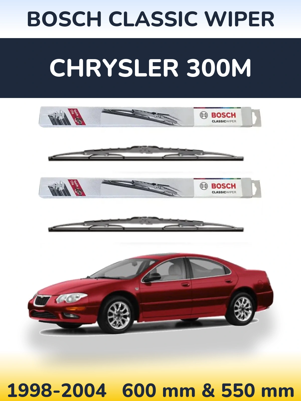 Sada předních stěračů BOSCH Classic Wiper 600 a 550 mm pro Chrysler 300M 1998-2004