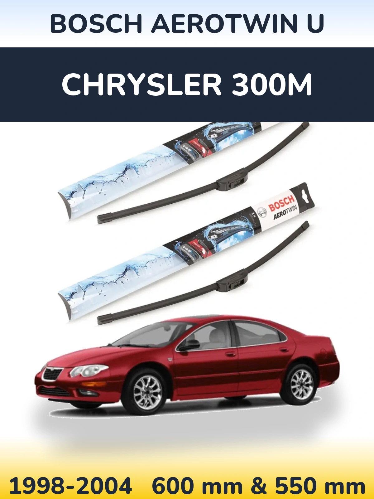 Sada předních stěračů BOSCH AeroTwin U 600 a 550 mm pro Chrysler 300M 1998-2004