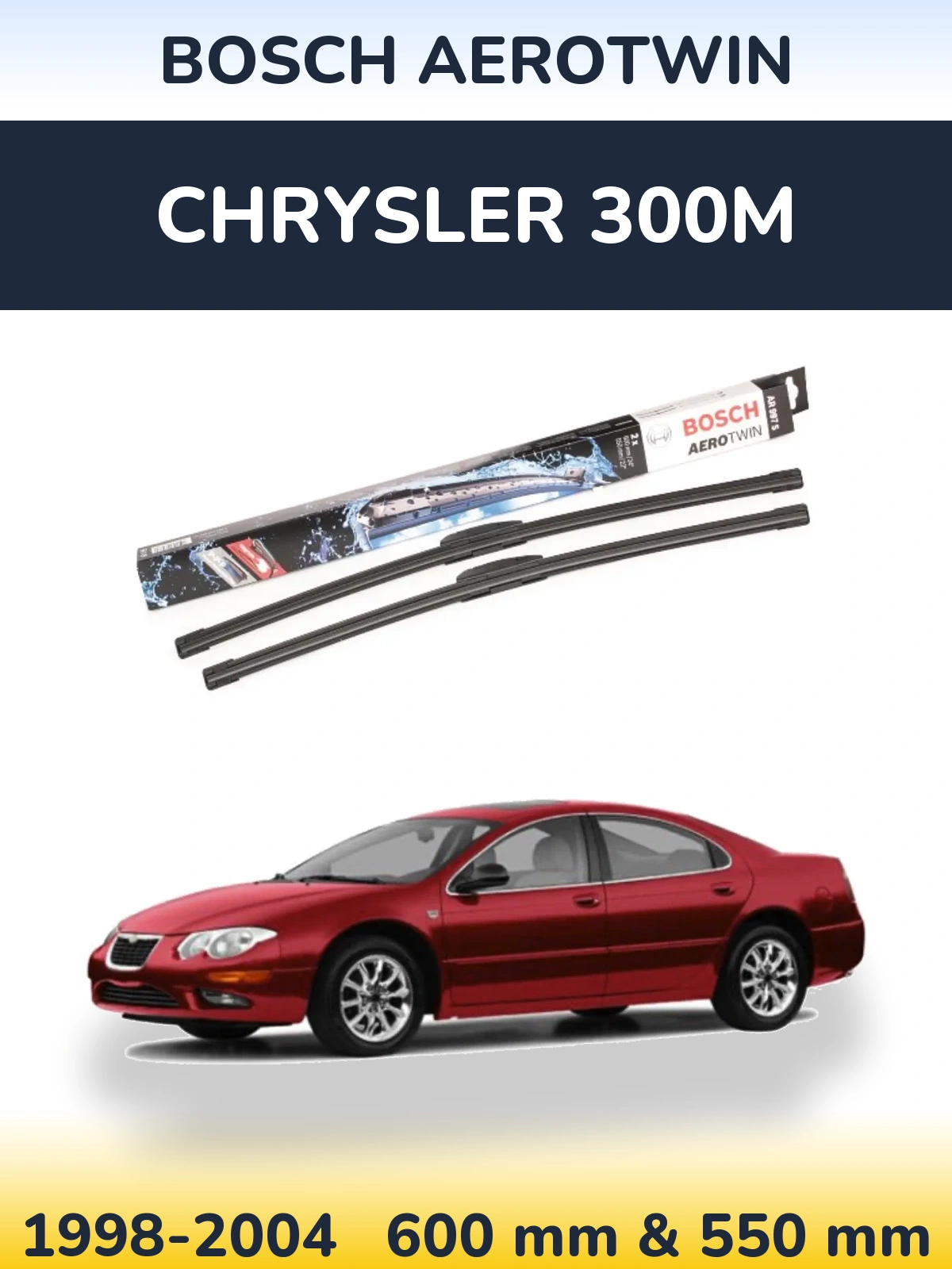 Sada předních stěračů BOSCH AeroTwin 600 a 550 mm pro Chrysler 300M 1998-2004