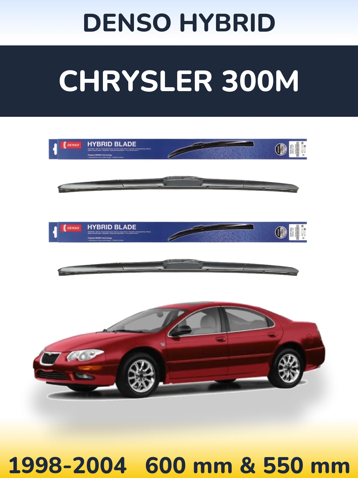 Sada předních stěračů Denso Hybrid 600 a 550 mm pro Chrysler 300M 1998-2004