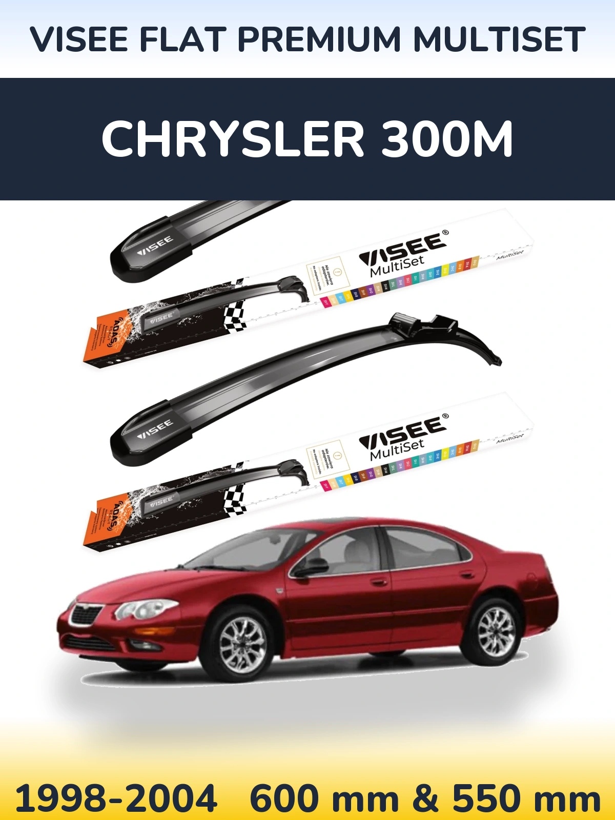 Sada předních stěračů VISEE FLAT PREMIUM MultiSet 600 a 550 mm pro Chrysler 300M 1998-2004