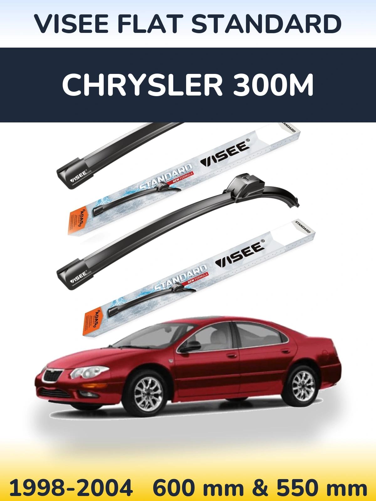 Sada předních stěračů VISEE FLAT STANDARD 600 a 550 mm pro Chrysler 300M 1998-2004