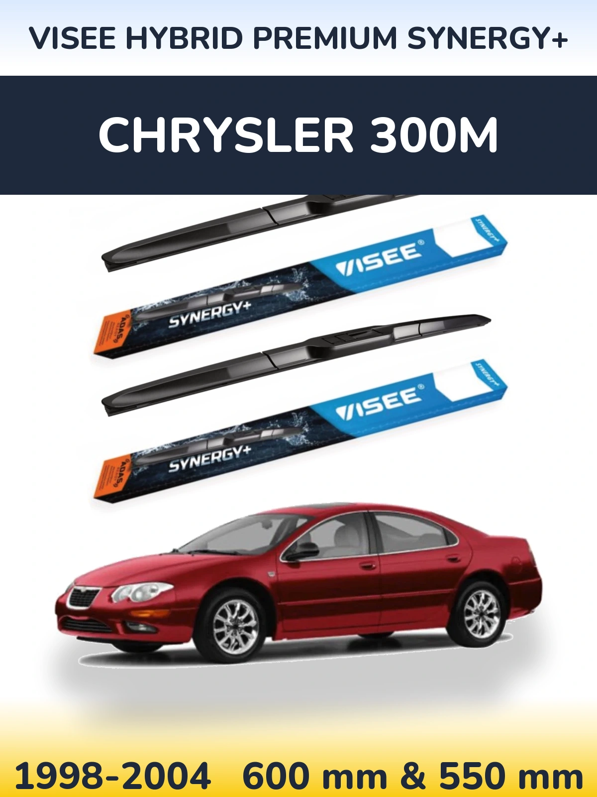 Комплект передніх щіток VISEE HYBRID PREMIUM SYNERGY+ 600 & 550 мм для Chrysler 300M 1998-2004