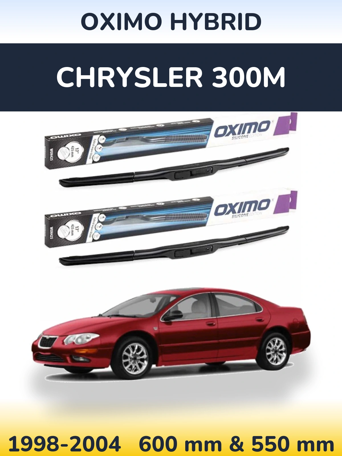 Sada předních stěračů Oximo Hybrid 600 a 550 mm pro Chrysler 300M 1998-2004