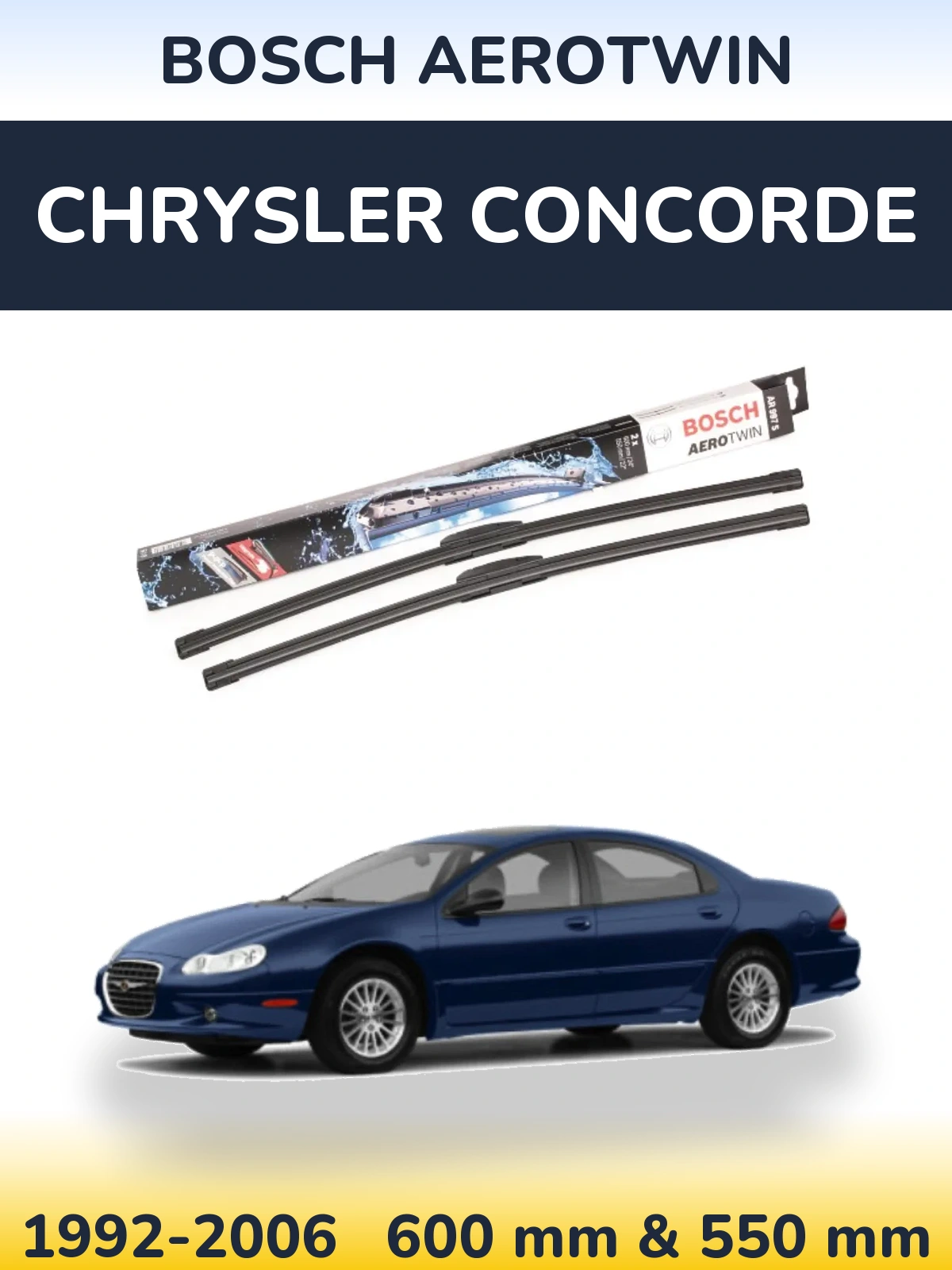 Sada předních stěračů BOSCH AeroTwin 600 a 550 mm pro Chrysler Concorde 1992-2006