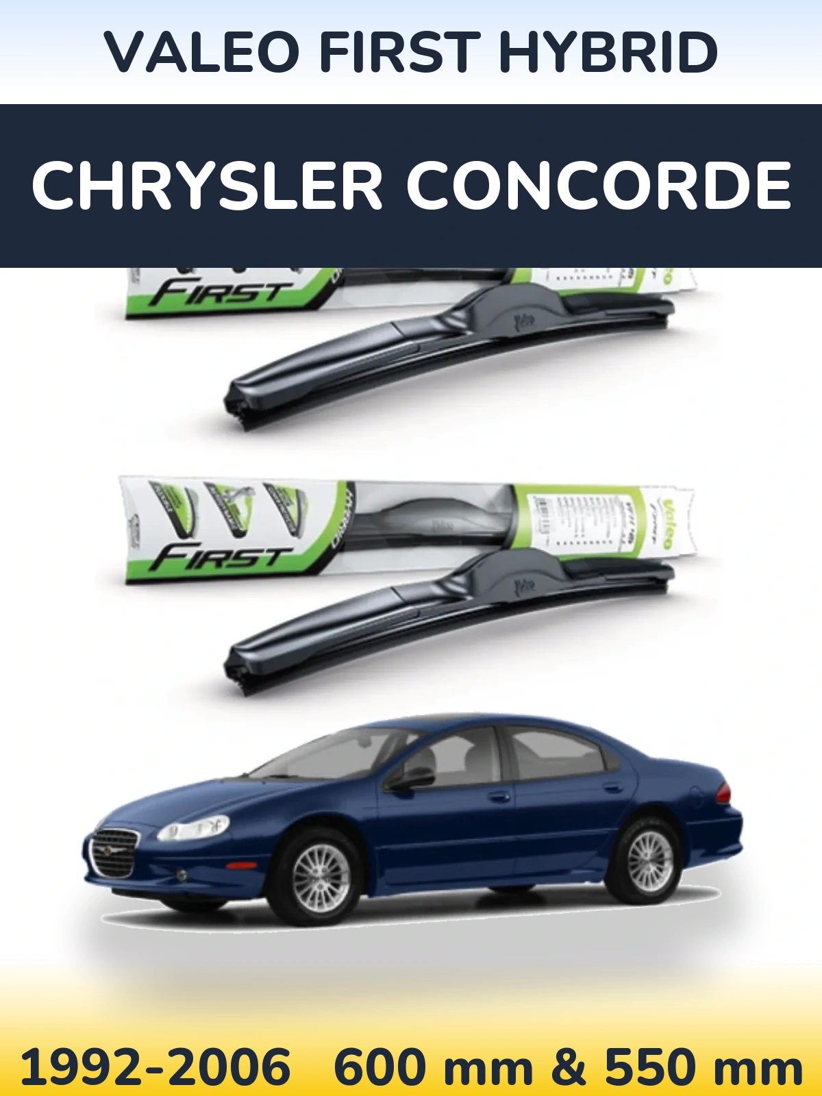 Sada předních stěračů Valeo First Hybrid 600 a 550 mm pro Chrysler Concorde 1992-2006