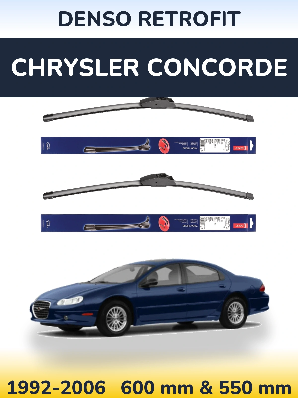 Sada předních stěračů Denso Retrofit 600 a 550 mm pro Chrysler Concorde 1992-2006