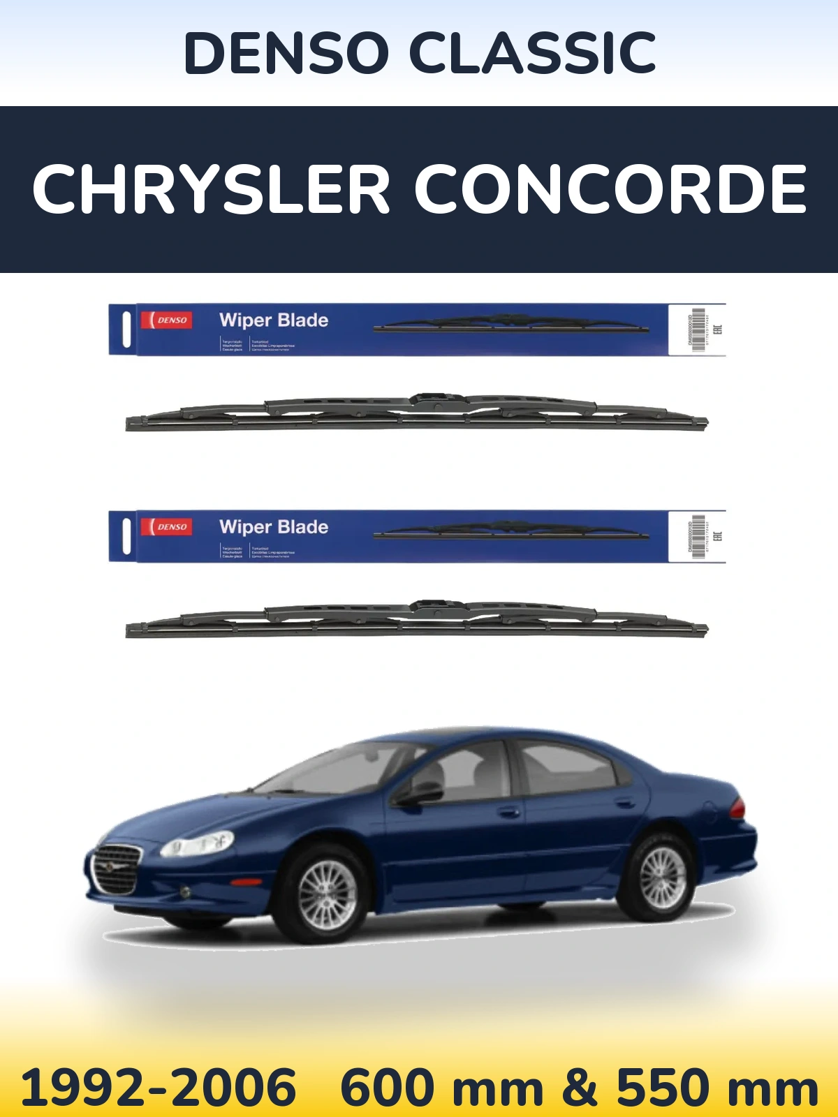 Sada předních stěračů Denso Classic 600 a 550 mm pro Chrysler Concorde 1992-2006
