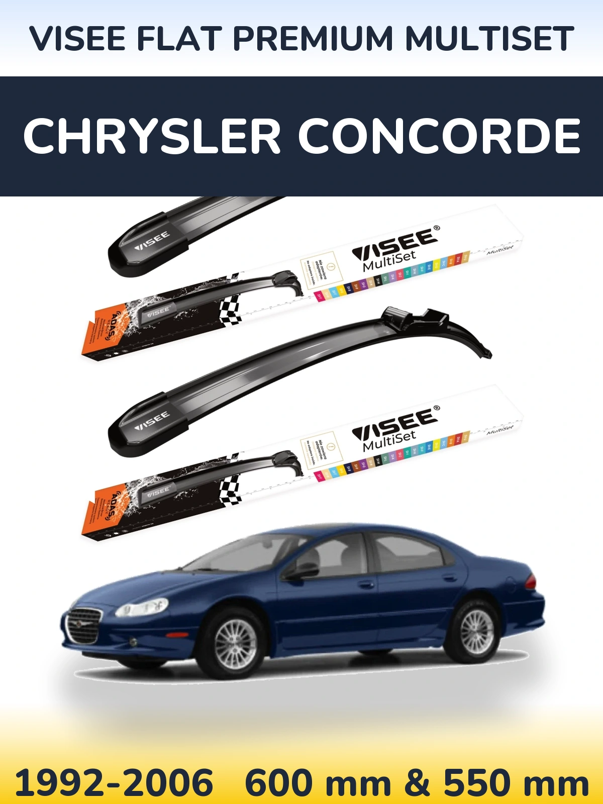 Sada předních stěračů VISEE FLAT PREMIUM MultiSet 600 a 550 mm pro Chrysler Concorde 1992-2006