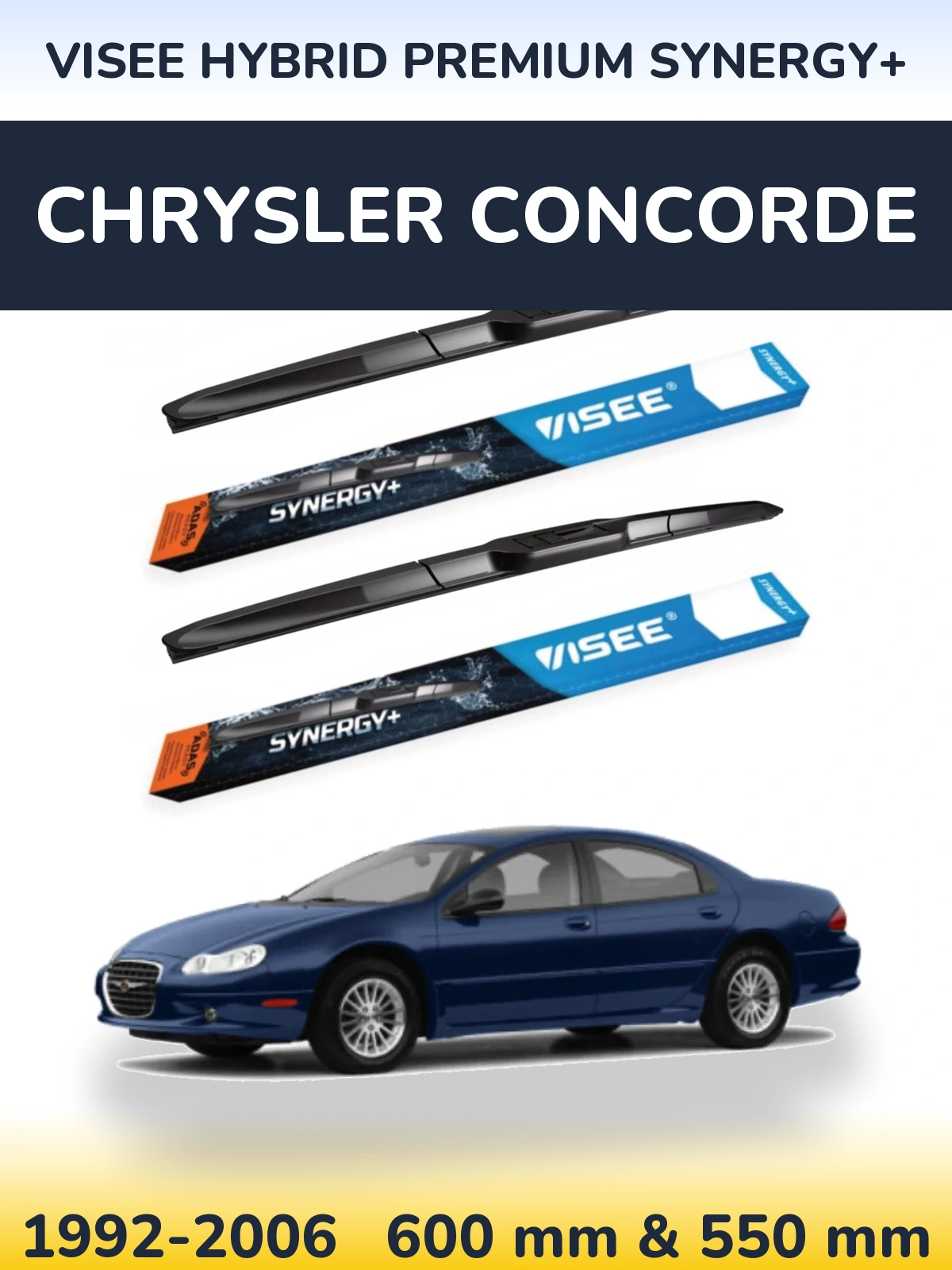 Sada předních stěračů VISEE HYBRID PREMIUM SYNERGY+ 600 a 550 mm pro Chrysler Concorde 1992-2006