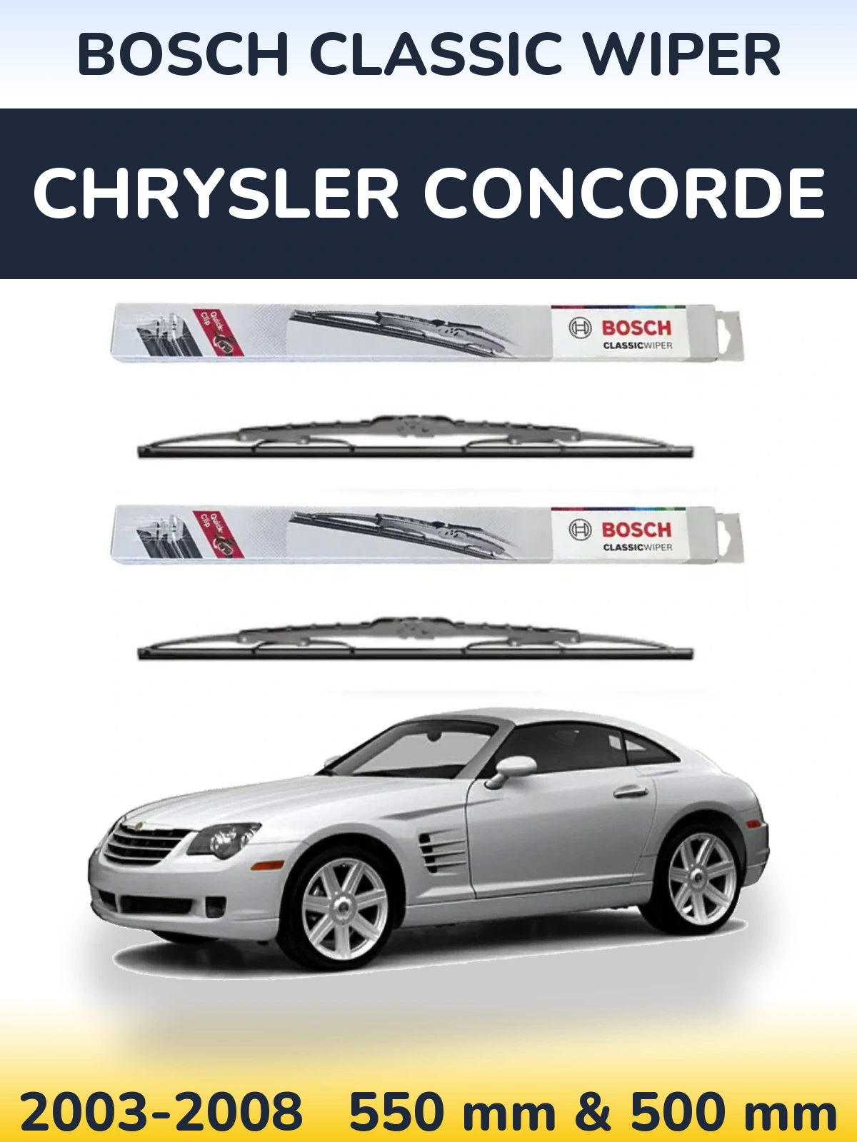 Sada předních stěračů BOSCH Classic Wiper 550 a 500 mm pro Chrysler Concorde 2003-2008
