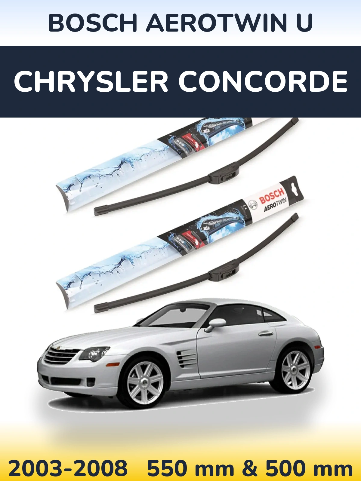 Sada předních stěračů BOSCH AeroTwin U 550 a 500 mm pro Chrysler Concorde 2003-2008