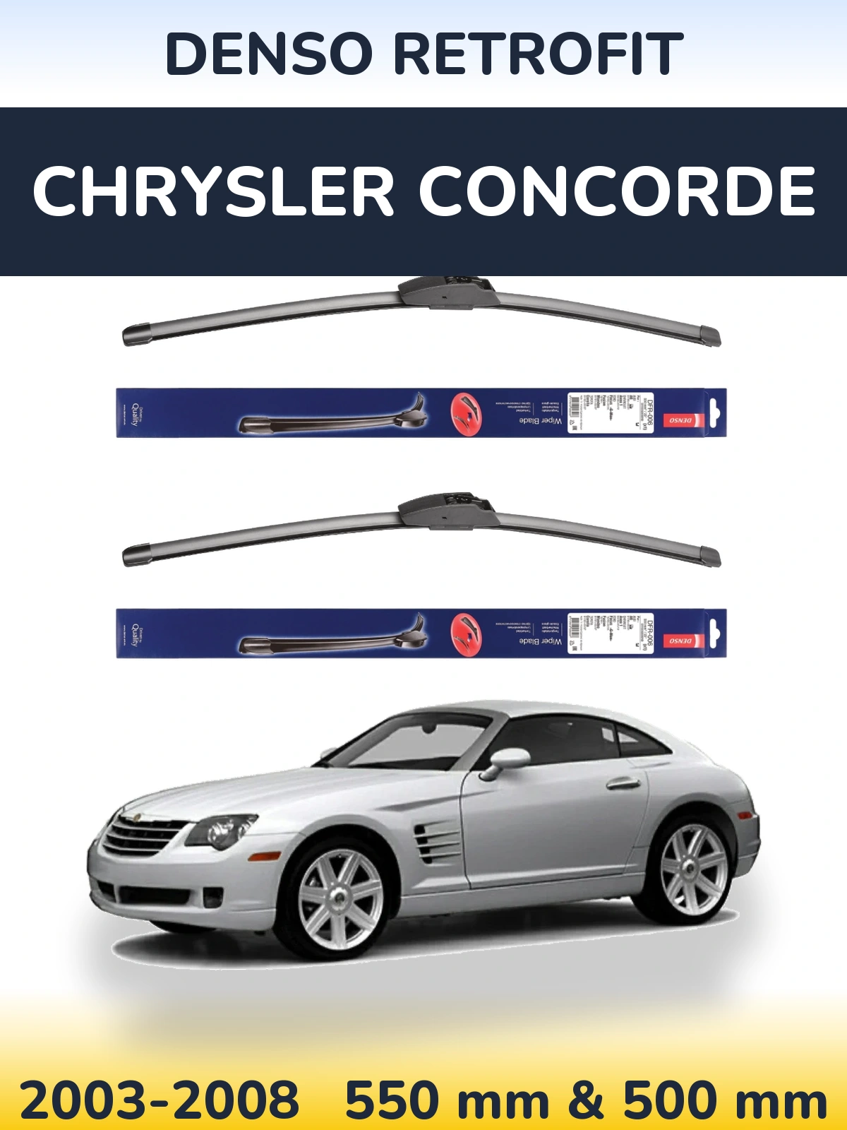 Sada předních stěračů Denso Retrofit 550 a 500 mm pro Chrysler Concorde 2003-2008