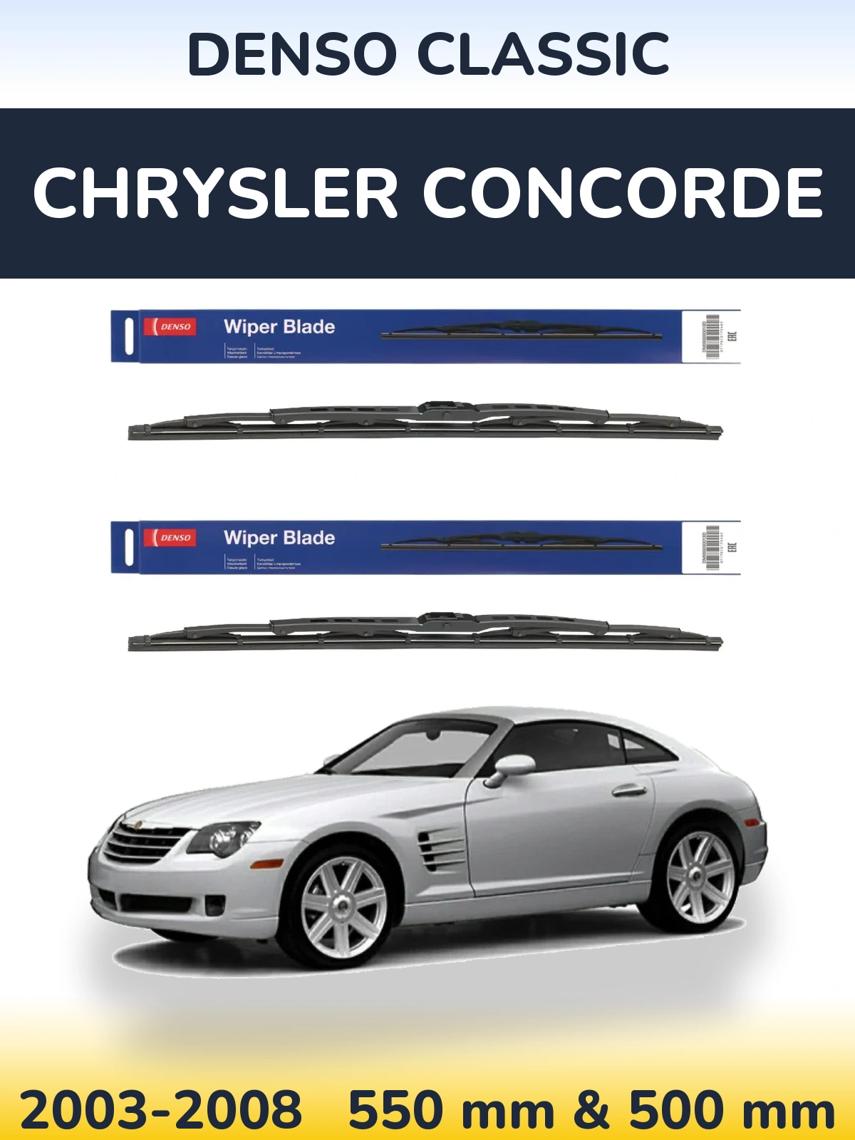 Sada předních stěračů Denso Classic 550 a 500 mm pro Chrysler Concorde 2003-2008