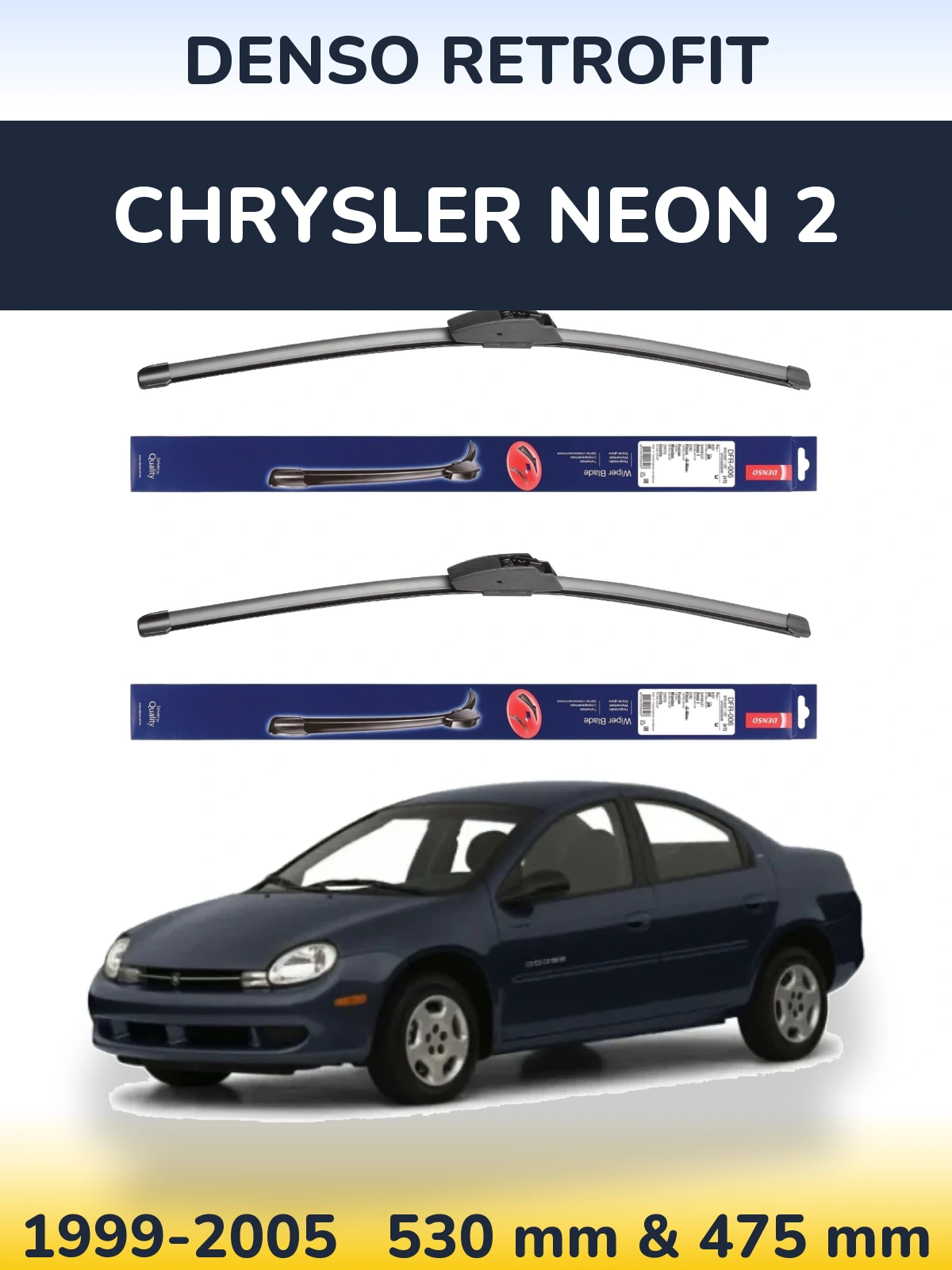 Sada předních stěračů Denso Retrofit 530 a 475 mm pro Chrysler Neon 2 1999-2005
