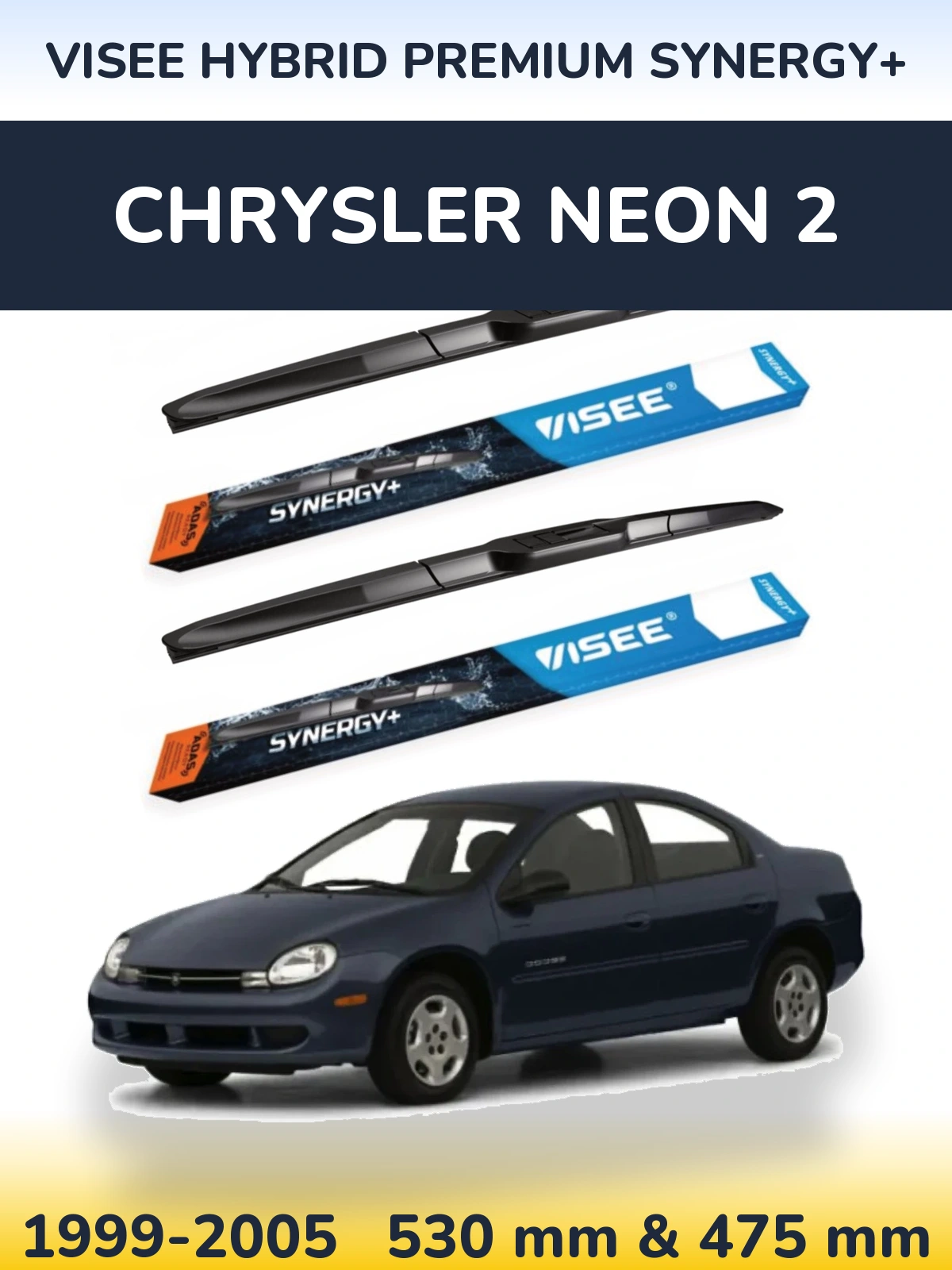 Комплект передніх щіток VISEE HYBRID PREMIUM SYNERGY+ 530 & 475 мм для Chrysler Neon 2 1999-2005