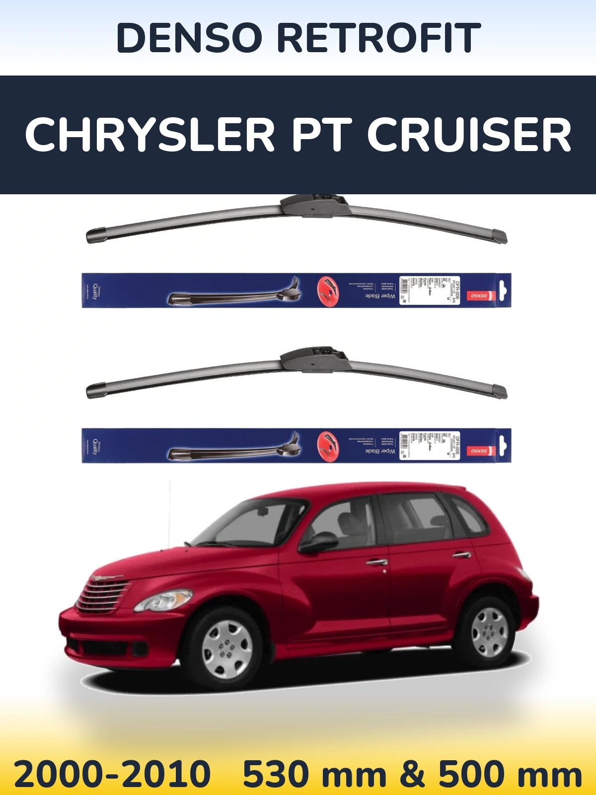 Sada předních stěračů Denso Retrofit 530 a 500 mm pro Chrysler PT Cruiser 2000-2010