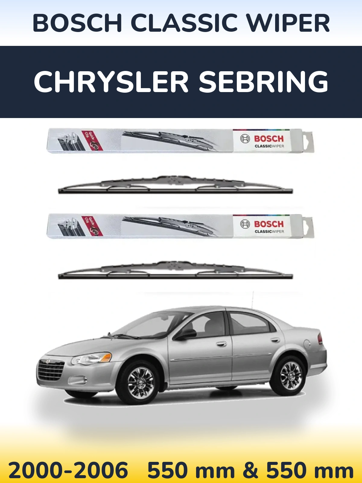 Sada předních stěračů BOSCH Classic Wiper 550 a 550 mm pro Chrysler Sebring 2000-2006