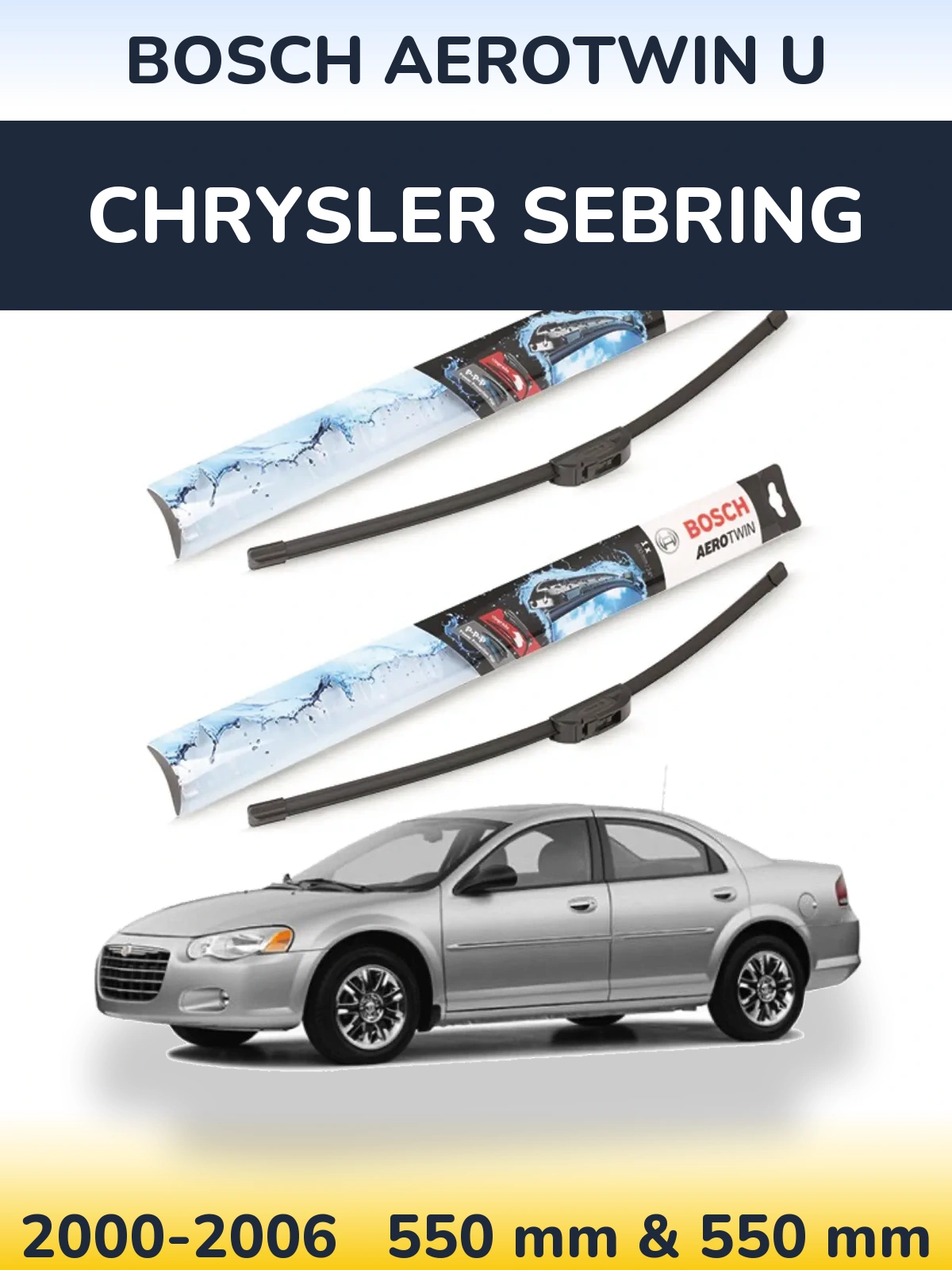 Sada předních stěračů BOSCH AeroTwin U 550 a 550 mm pro Chrysler Sebring 2000-2006